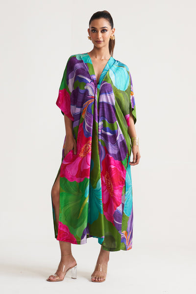 Painted petals Drape kaftan