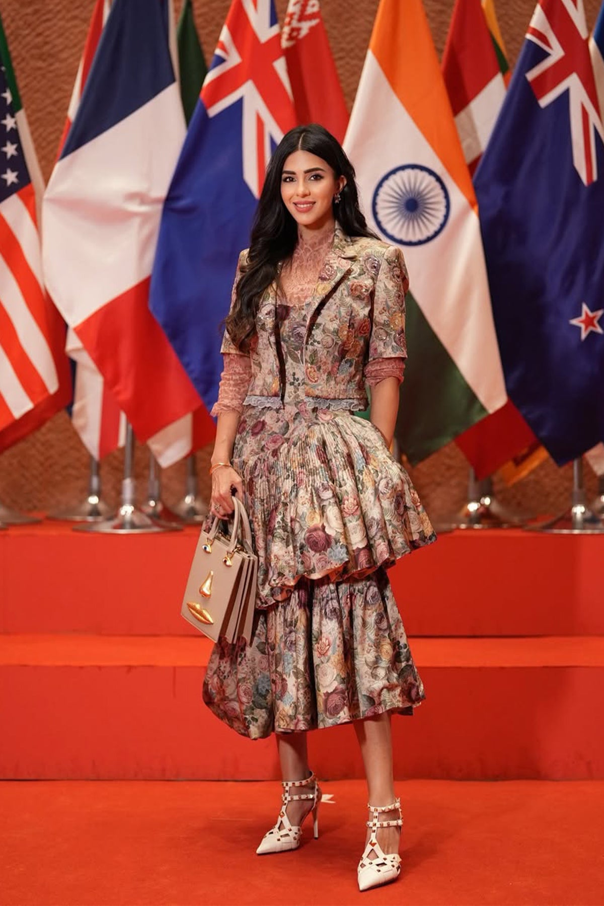 Bahaar dhawan in frill dress and crop blazer set