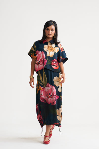 Wild rosette Bottom gather detail skirt