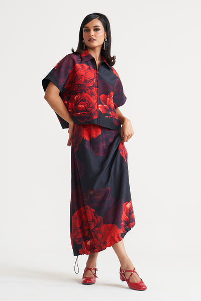 Dark rose Bottom gather detail skirt