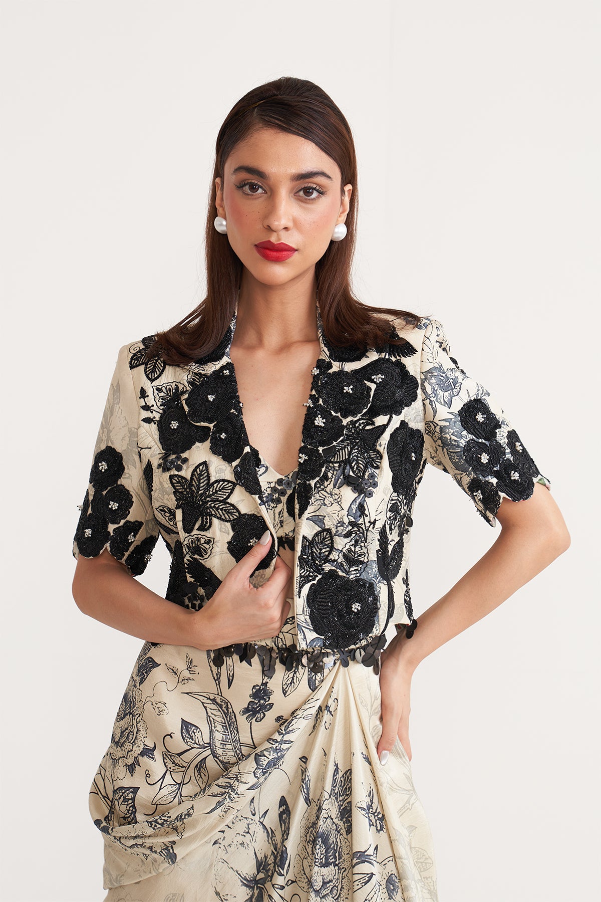 Crop blazer & skirt set