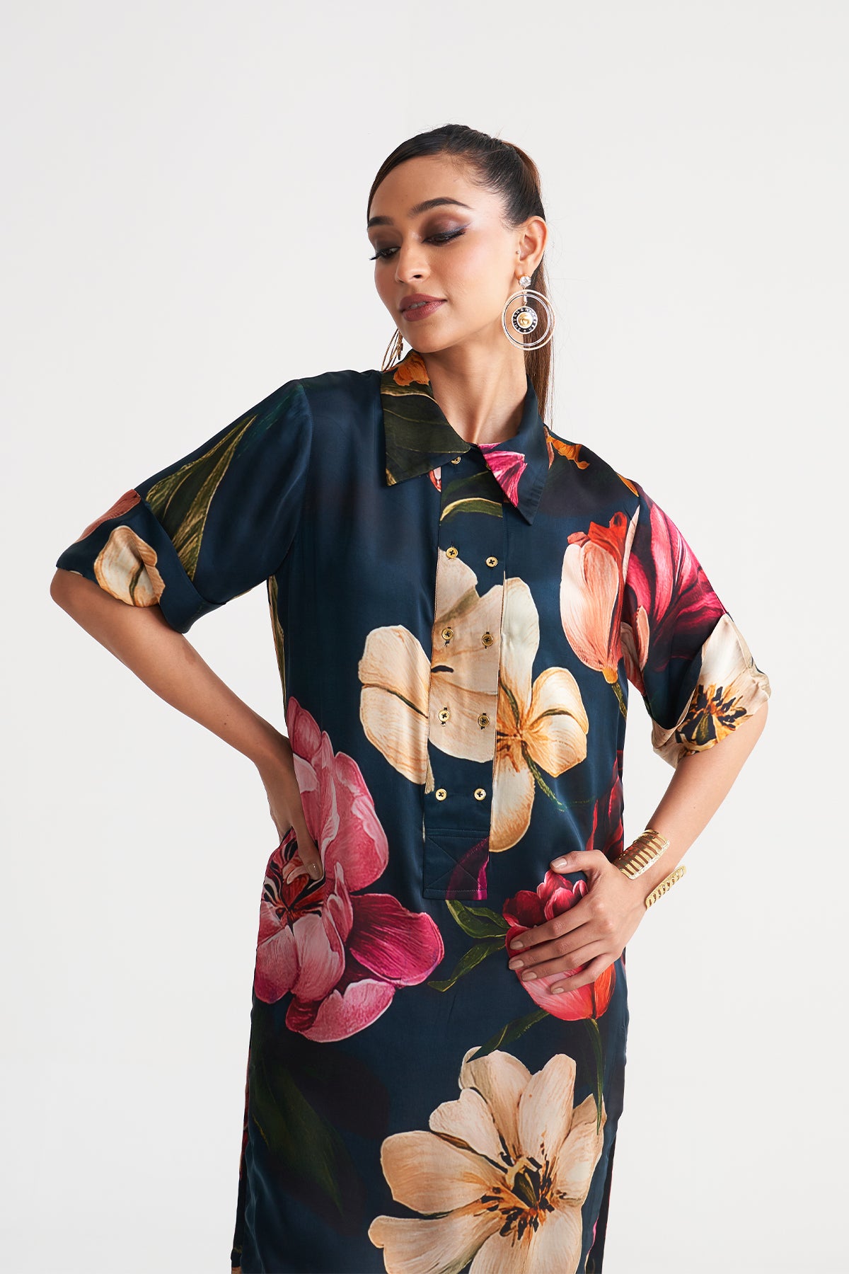 Front button detail dress