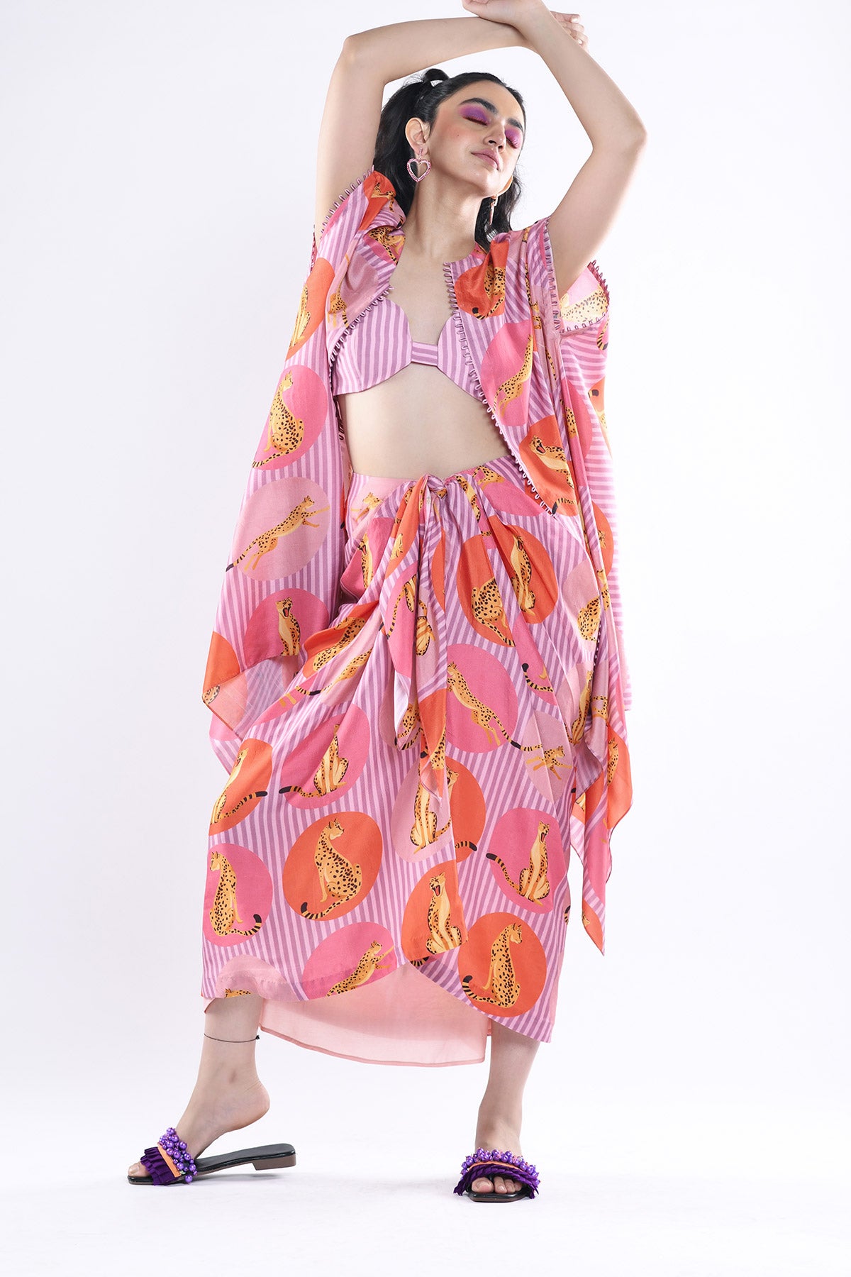 Sarong Skirt ,Bralette And Cape Set
