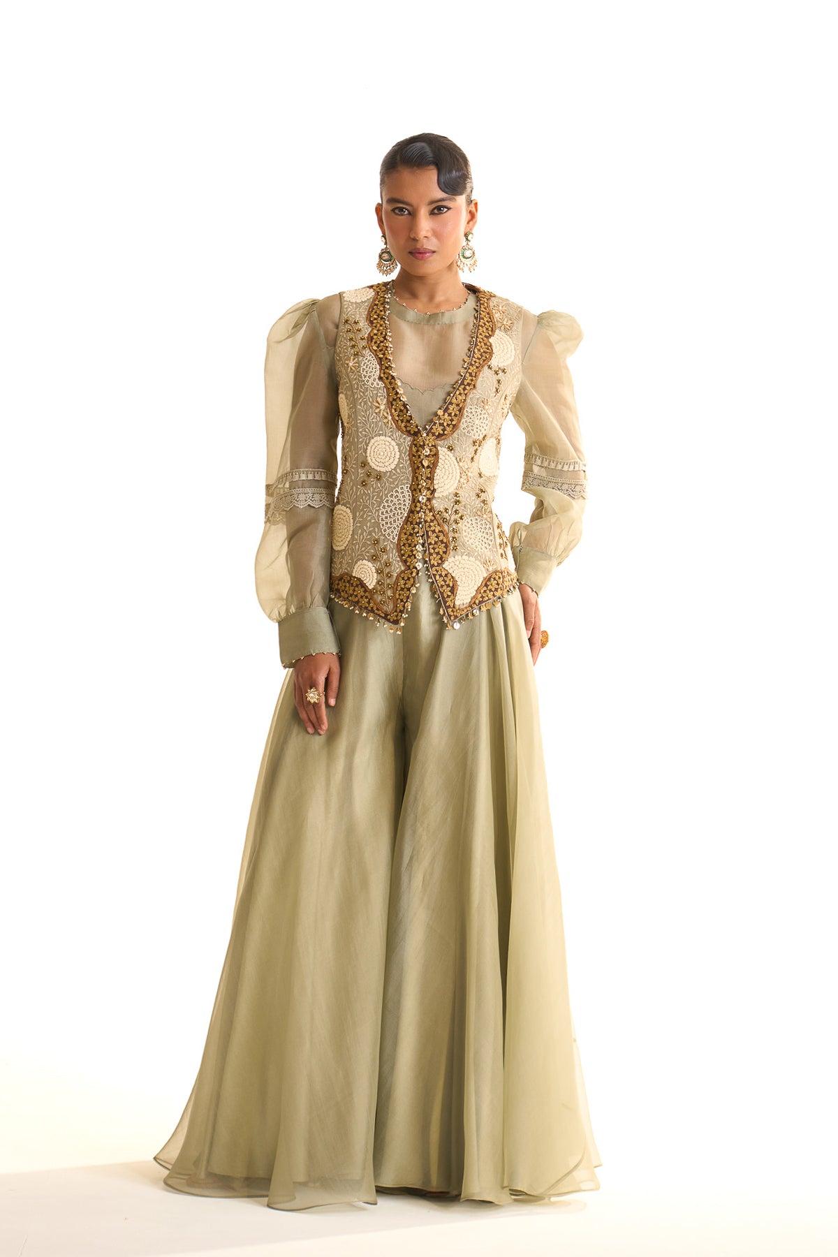 Aqua pearl waist coat set