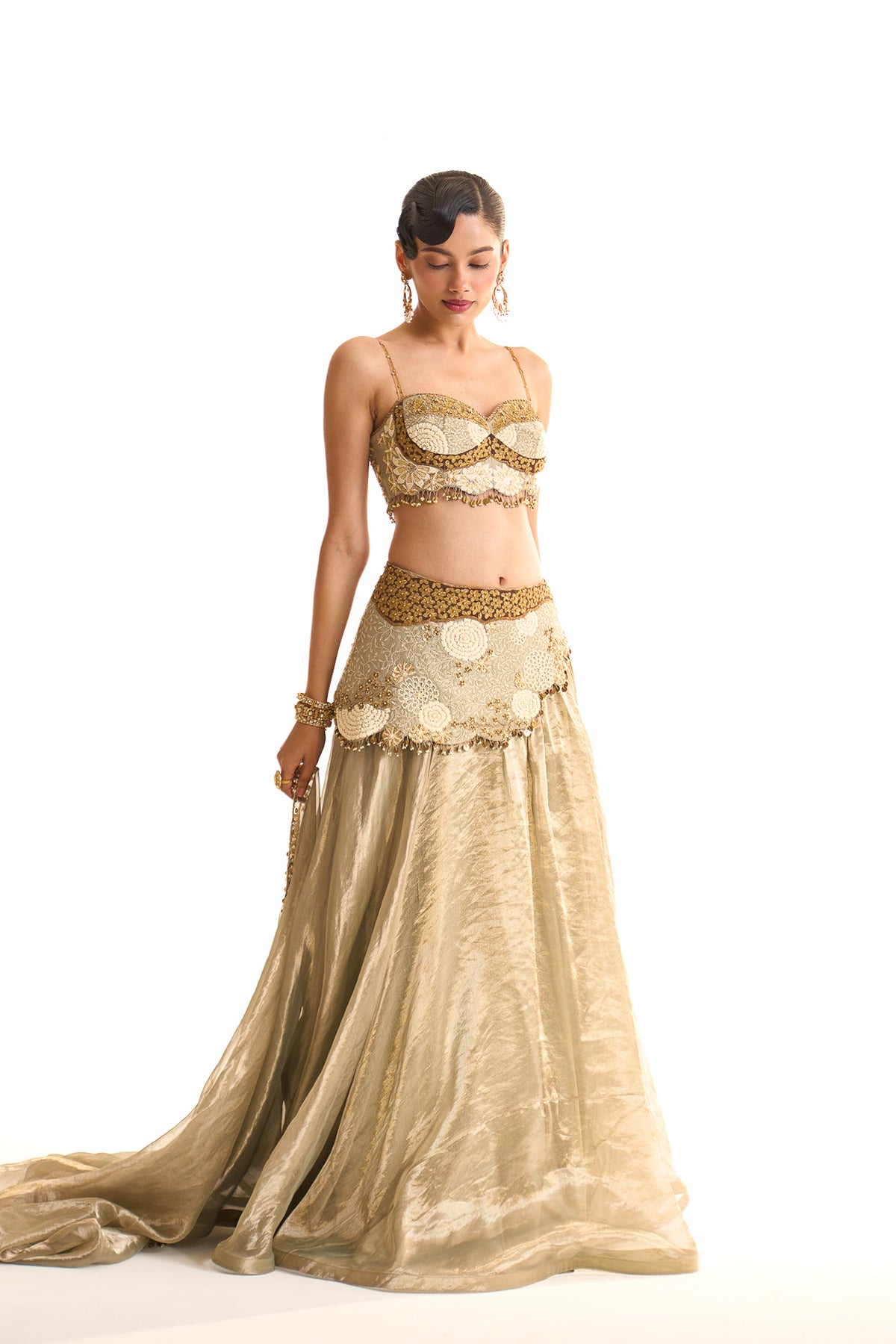 Aqua pearl corset skirt set