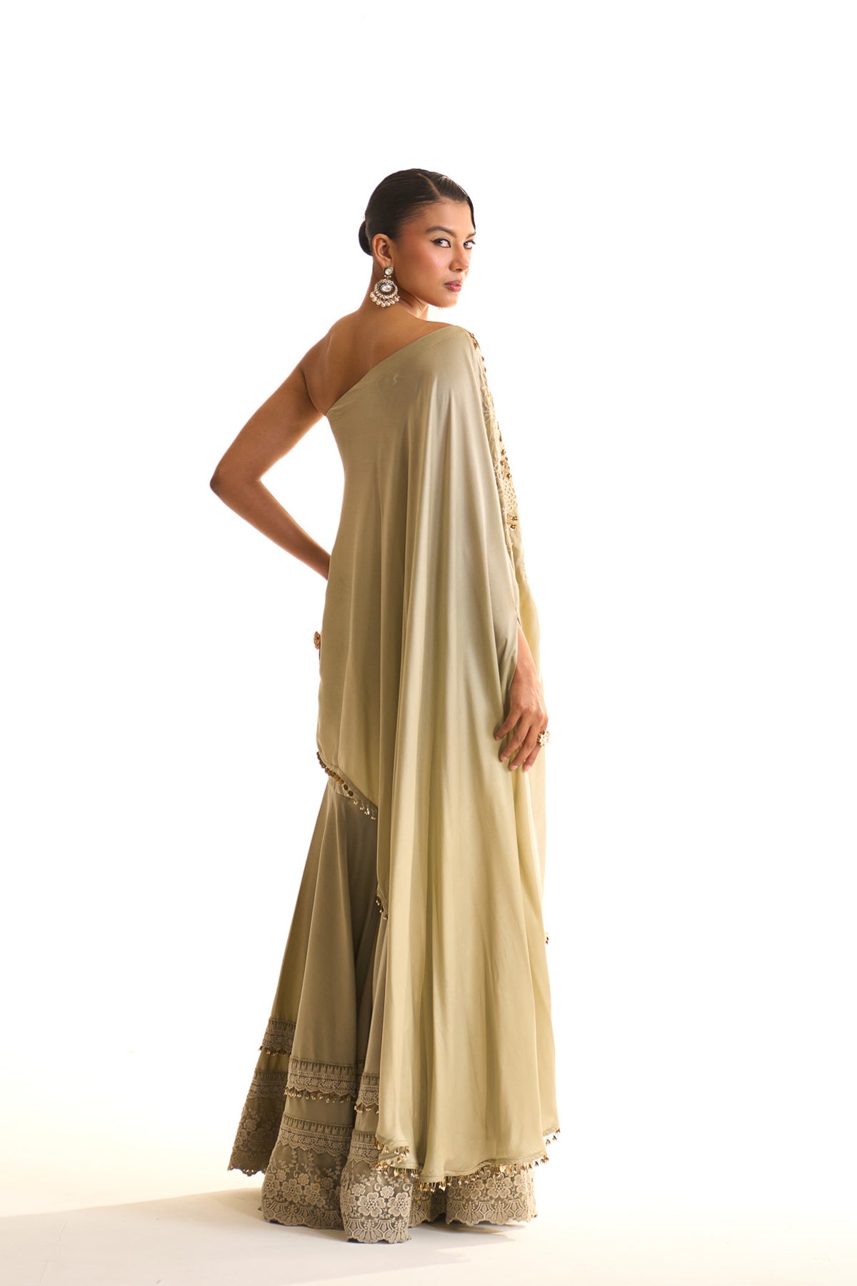 Aqua pearl one shoulder set