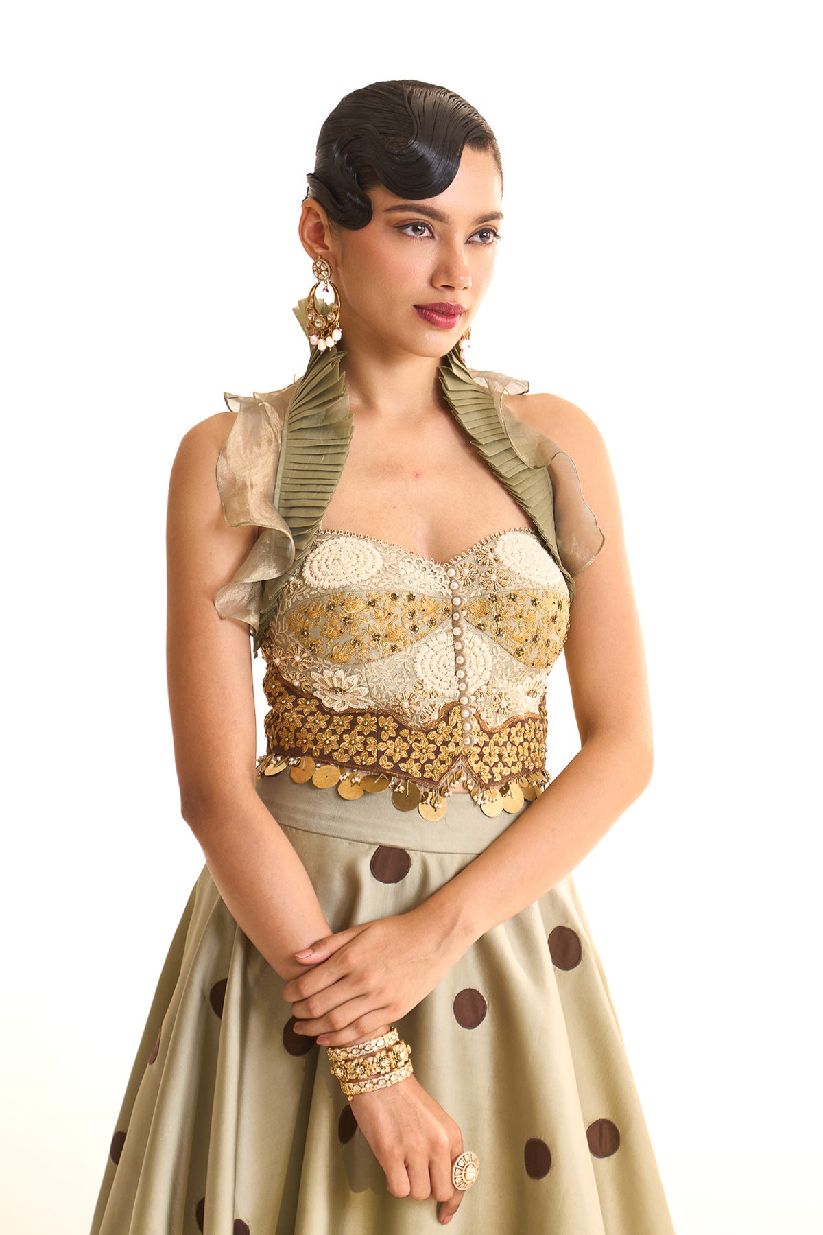 Aqua pearl balloon skirt set