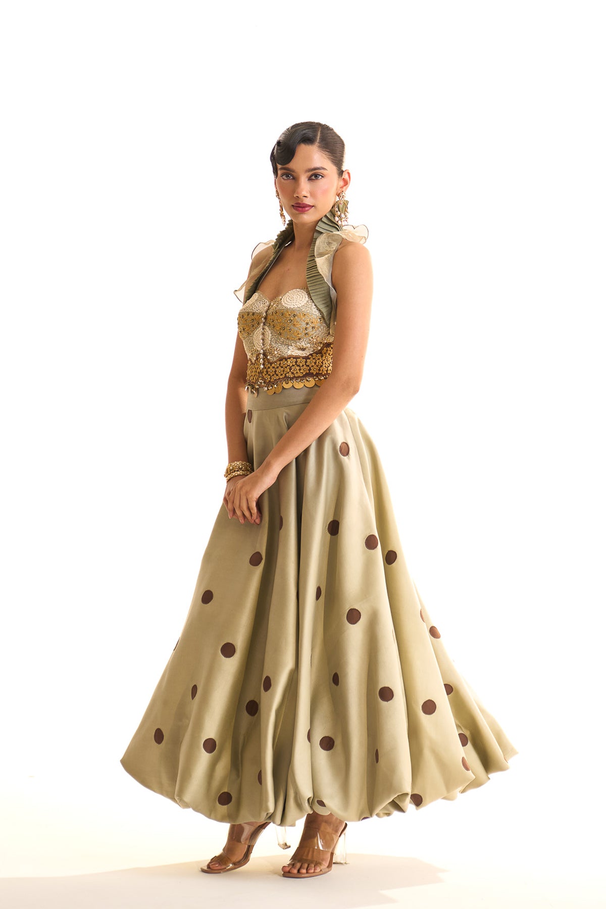 Aqua pearl balloon skirt set