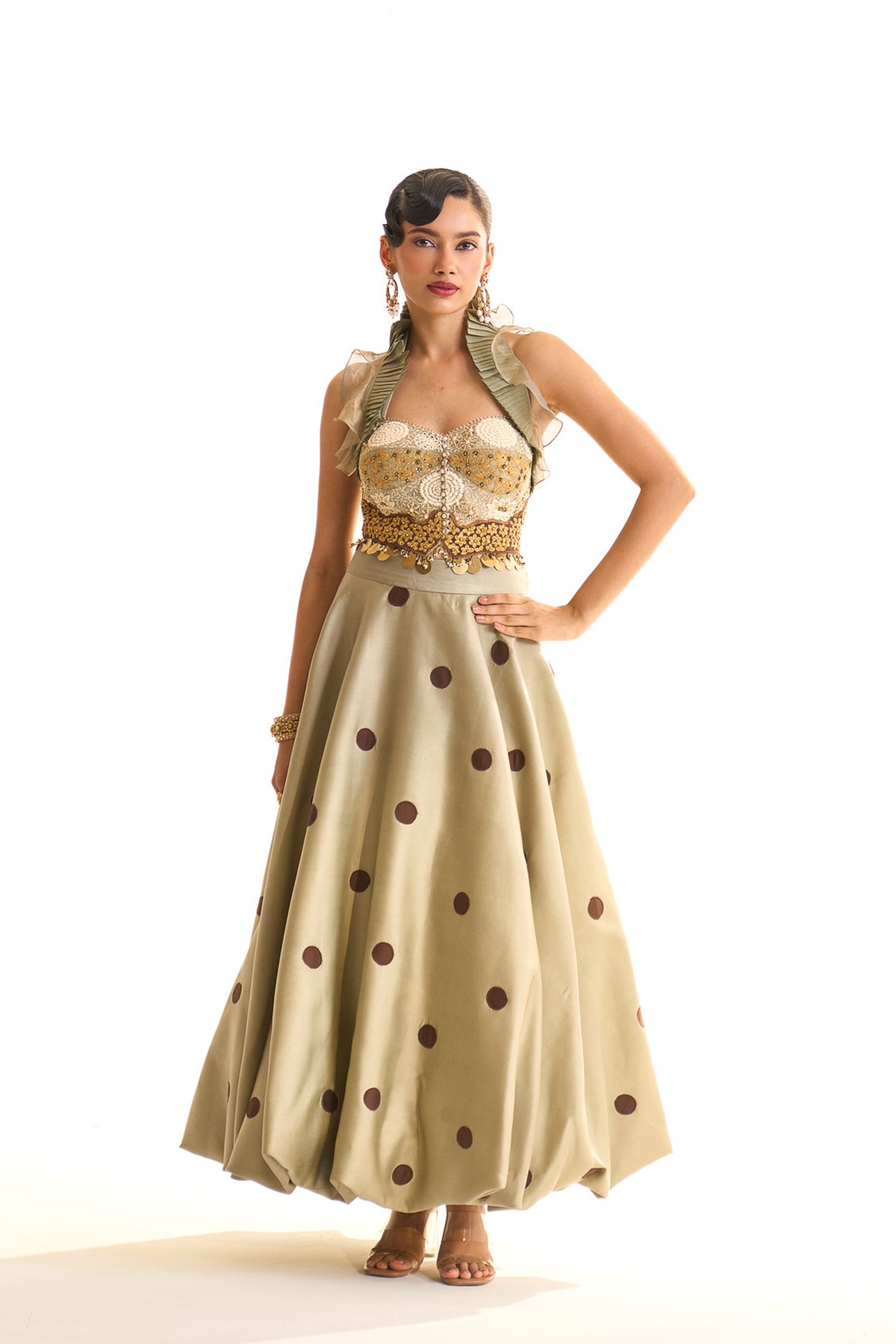 Aqua pearl balloon skirt set
