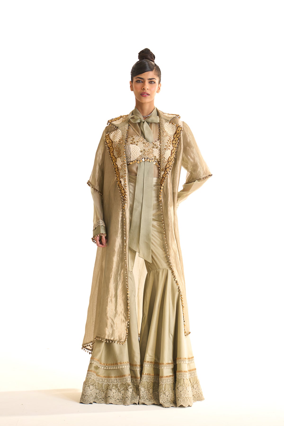 Aqua pearl jacket garara set