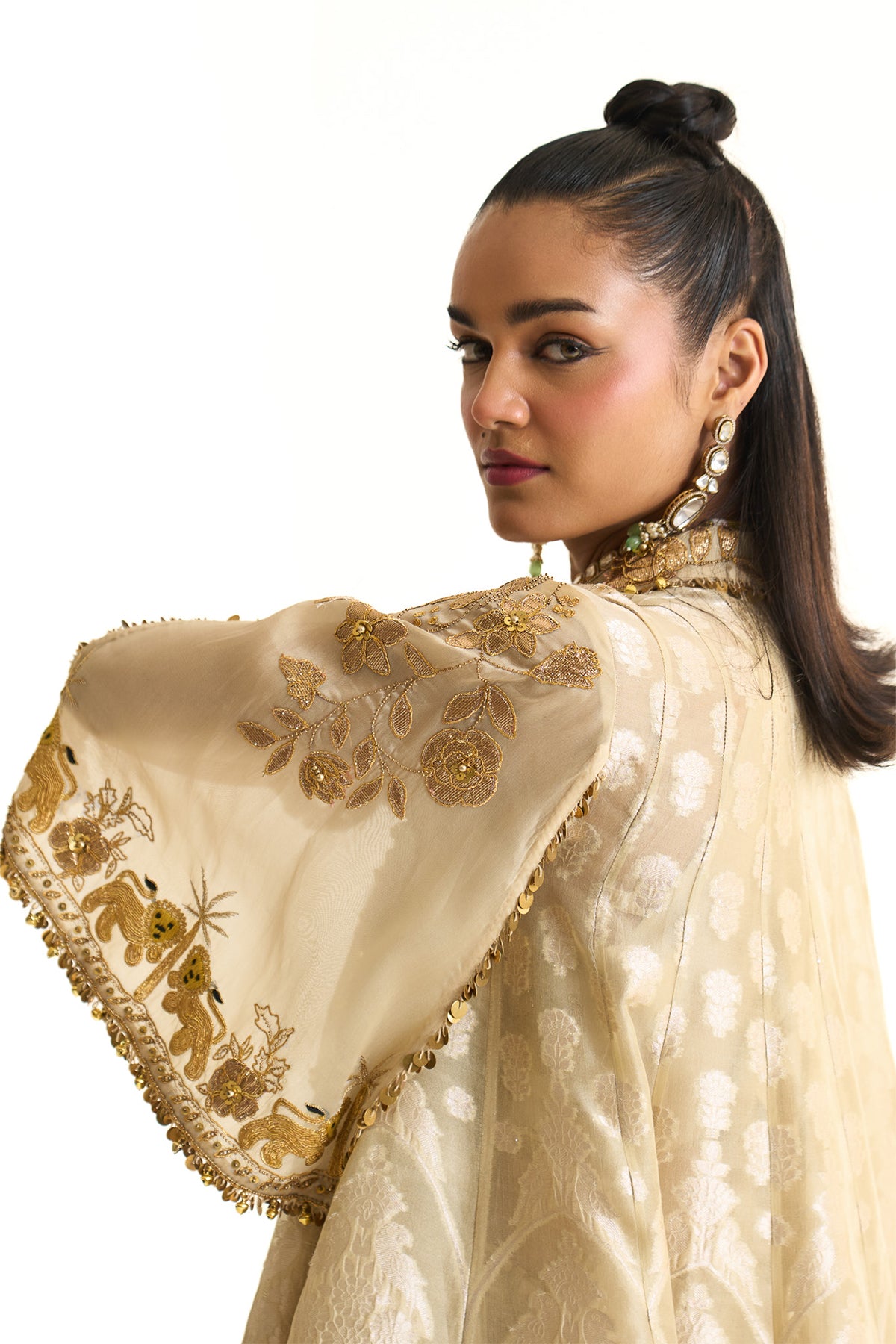 Chaand baag Banarsi long jacket set