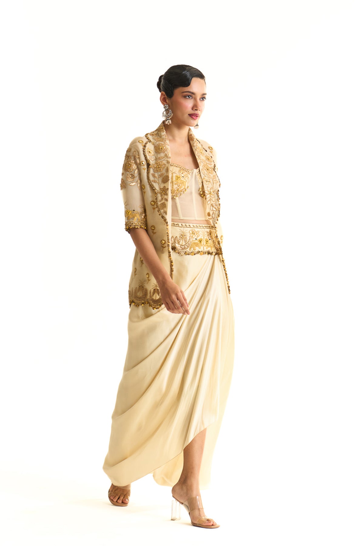 Chaand baag Scallop jacket skirt set