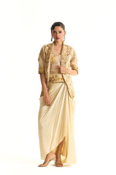 Chaand baag Scallop jacket skirt set