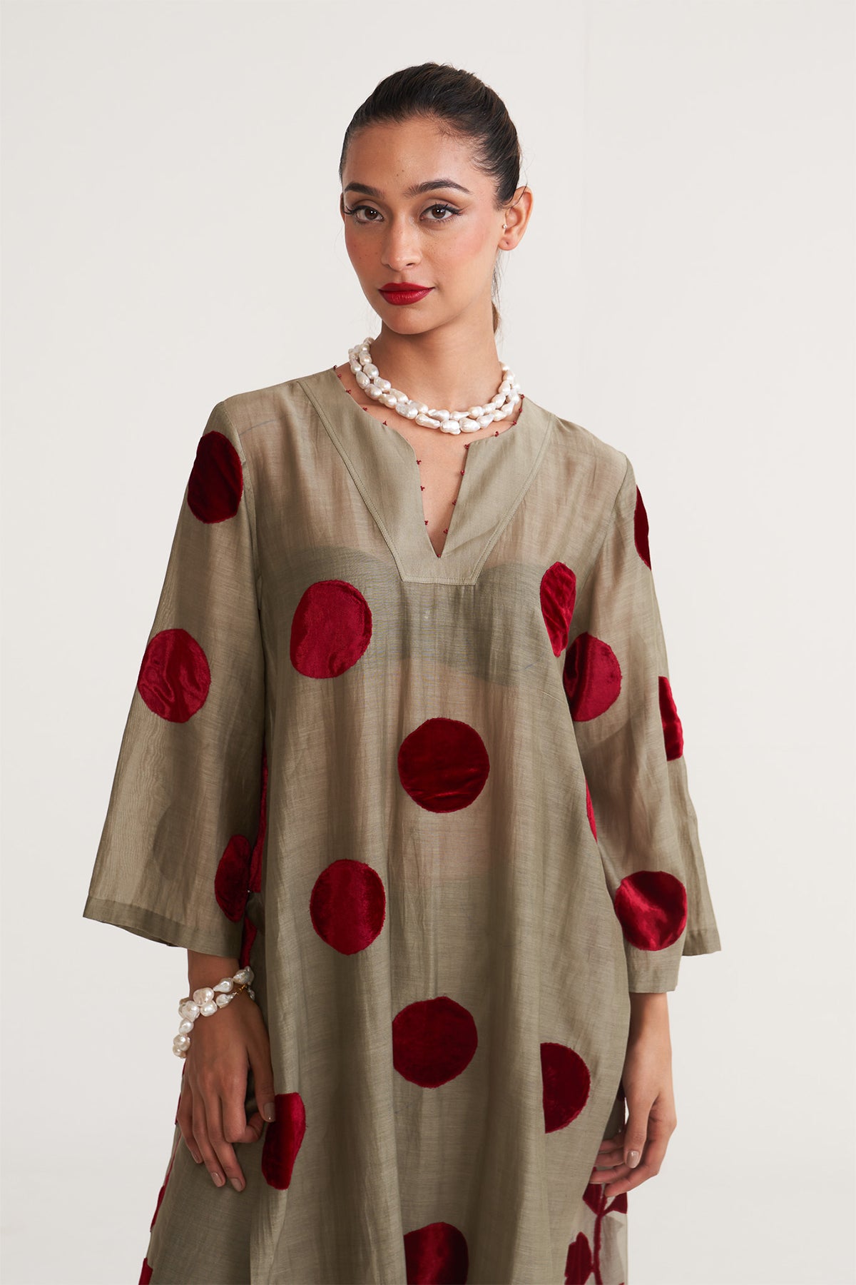 Polka floral sheer palazzo set