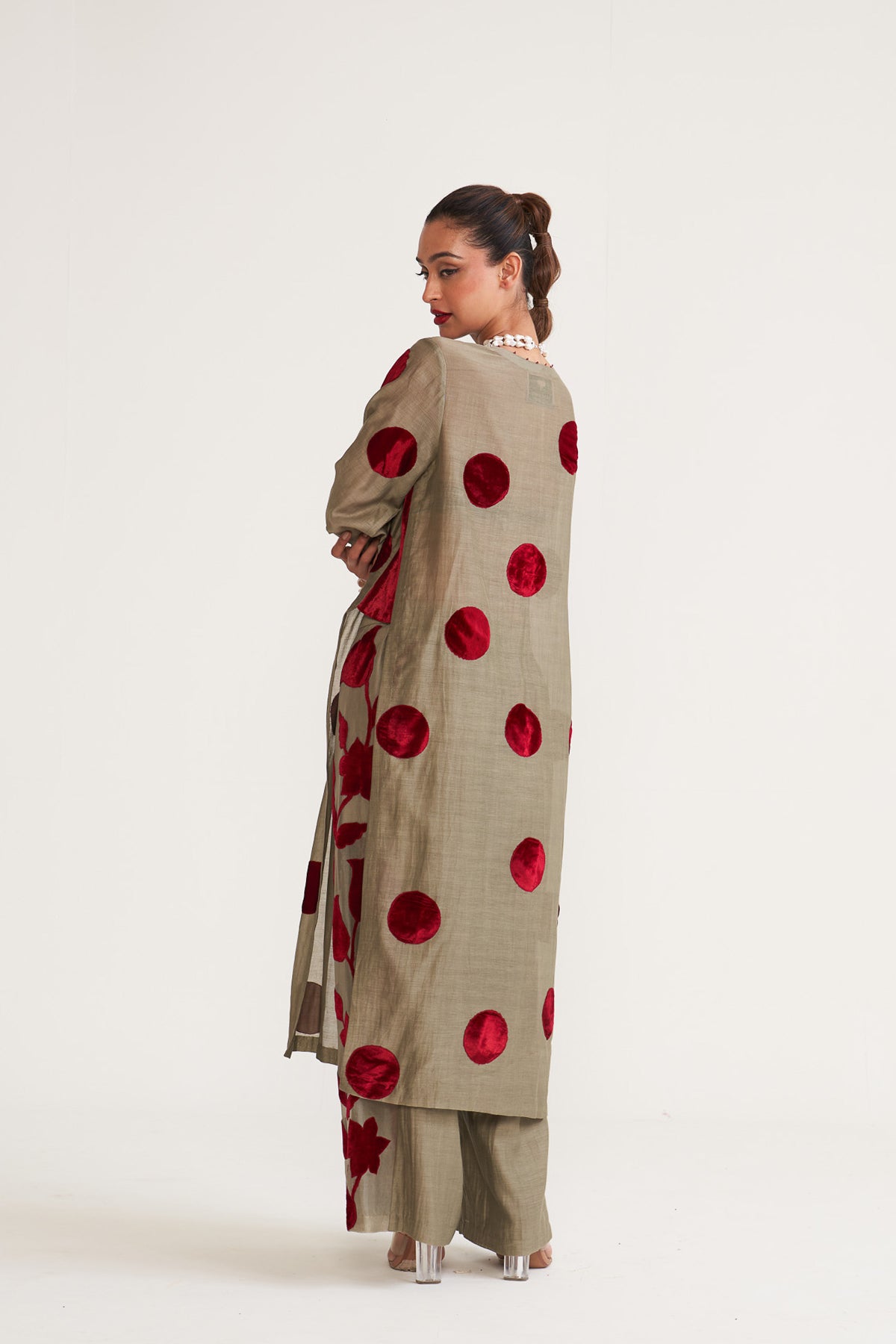 Chandni Polka floral sheer palazzo set