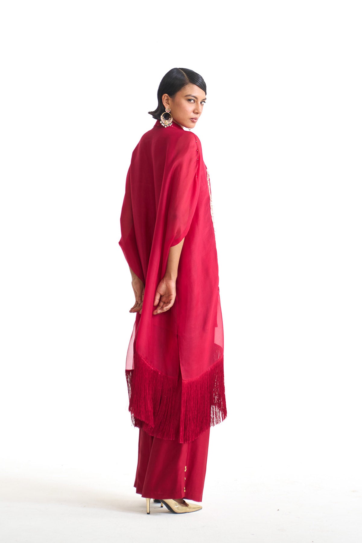Chandni paisley fringes tunic kurta set