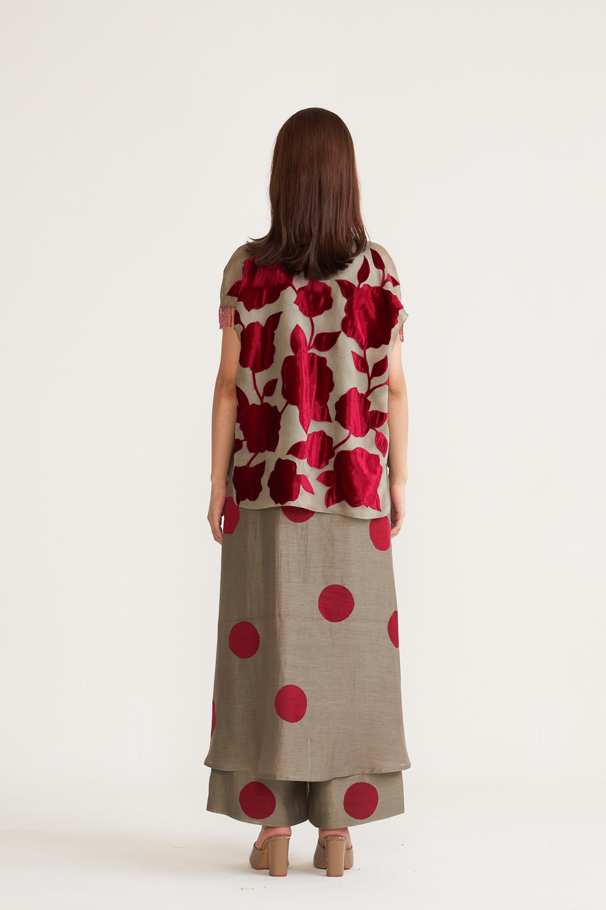 Chandni Polka floral jacket set