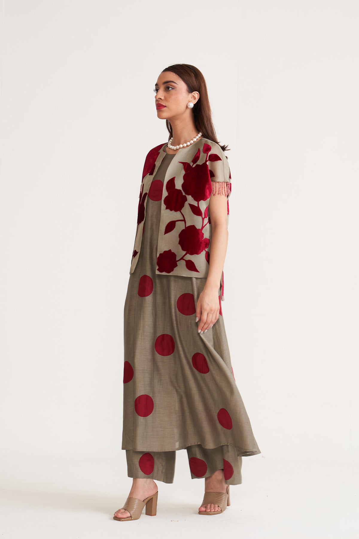 Chandni Polka floral jacket set