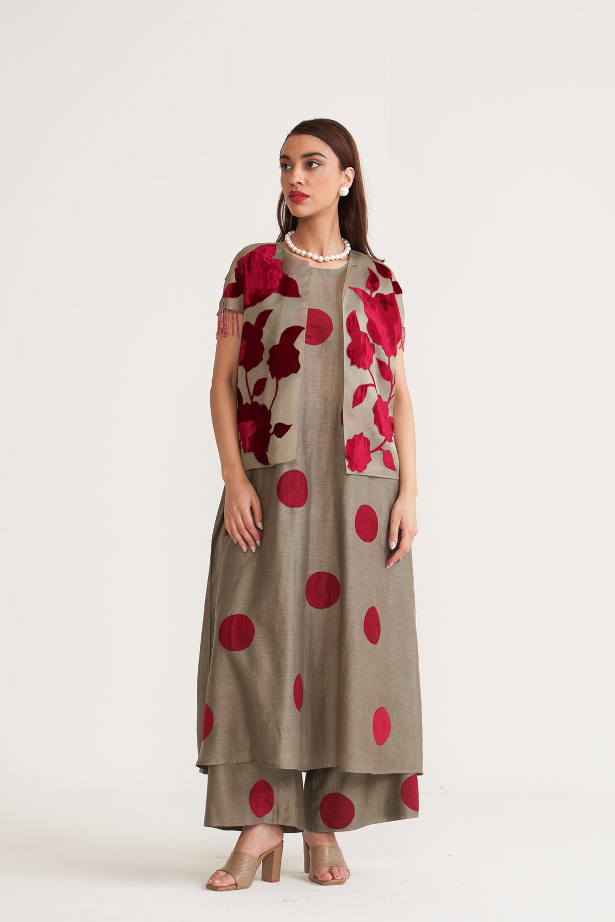 Chandni Polka floral jacket set