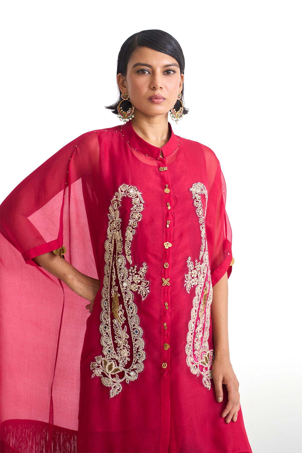 Chandni paisley fringes tunic kurta set