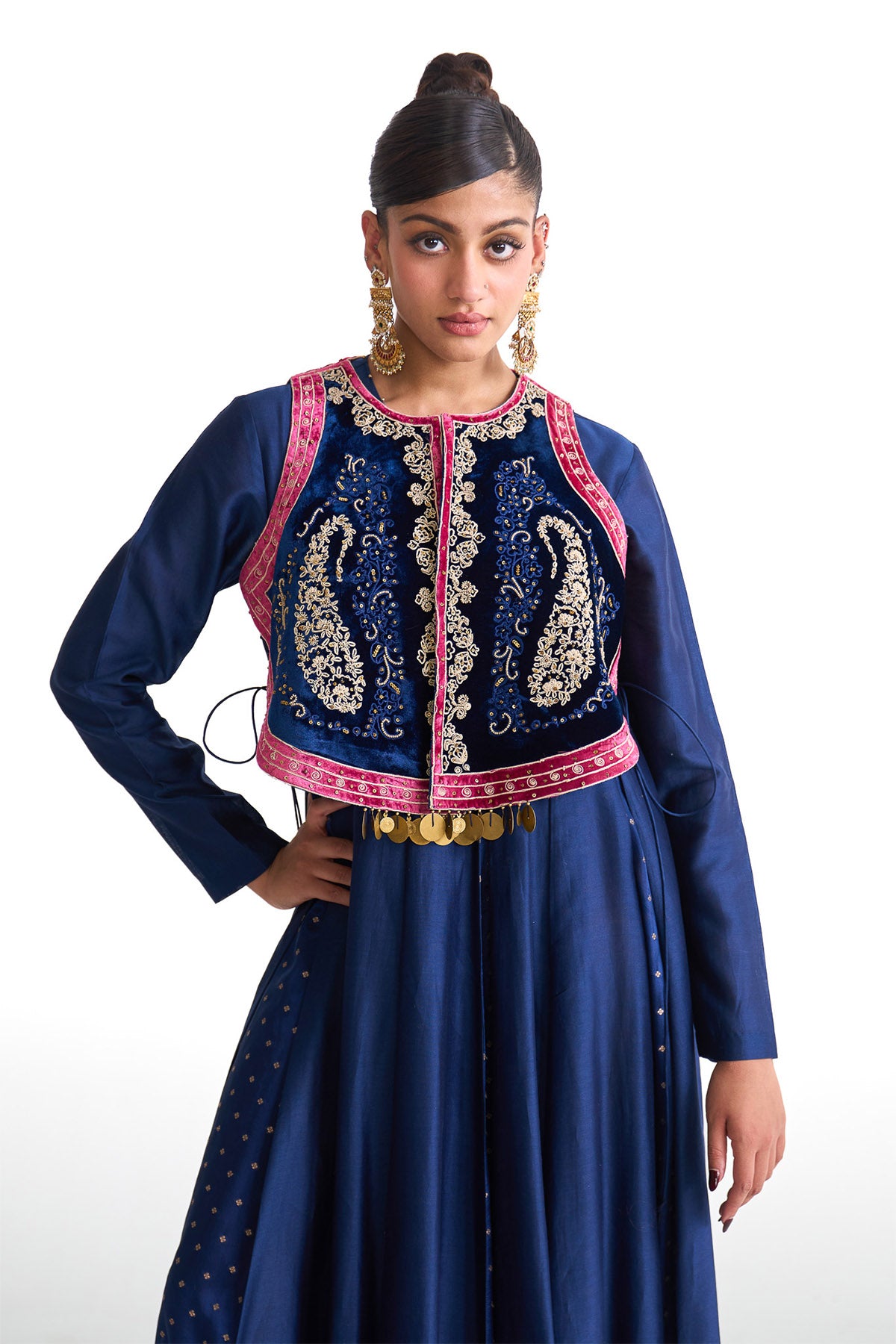 Chandni anarkali with dori jacket set