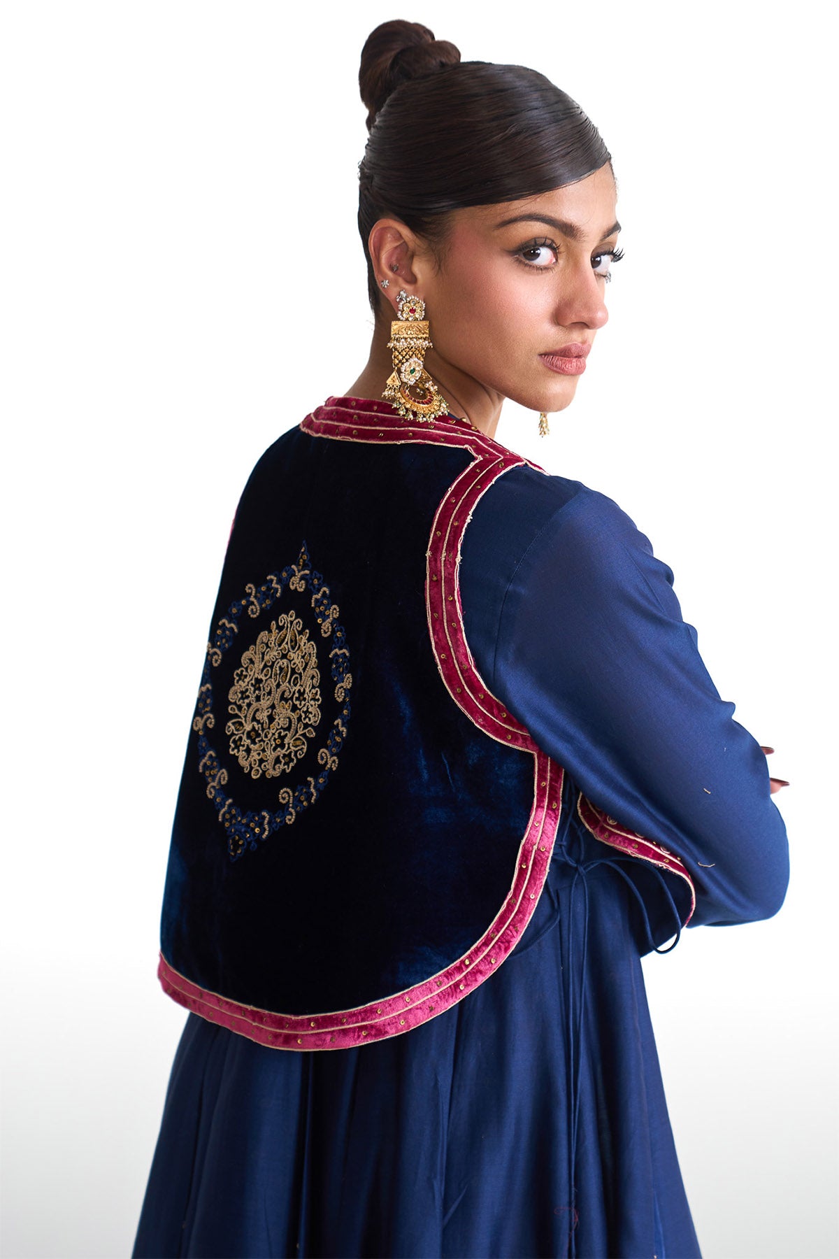 Chandni anarkali with dori jacket set