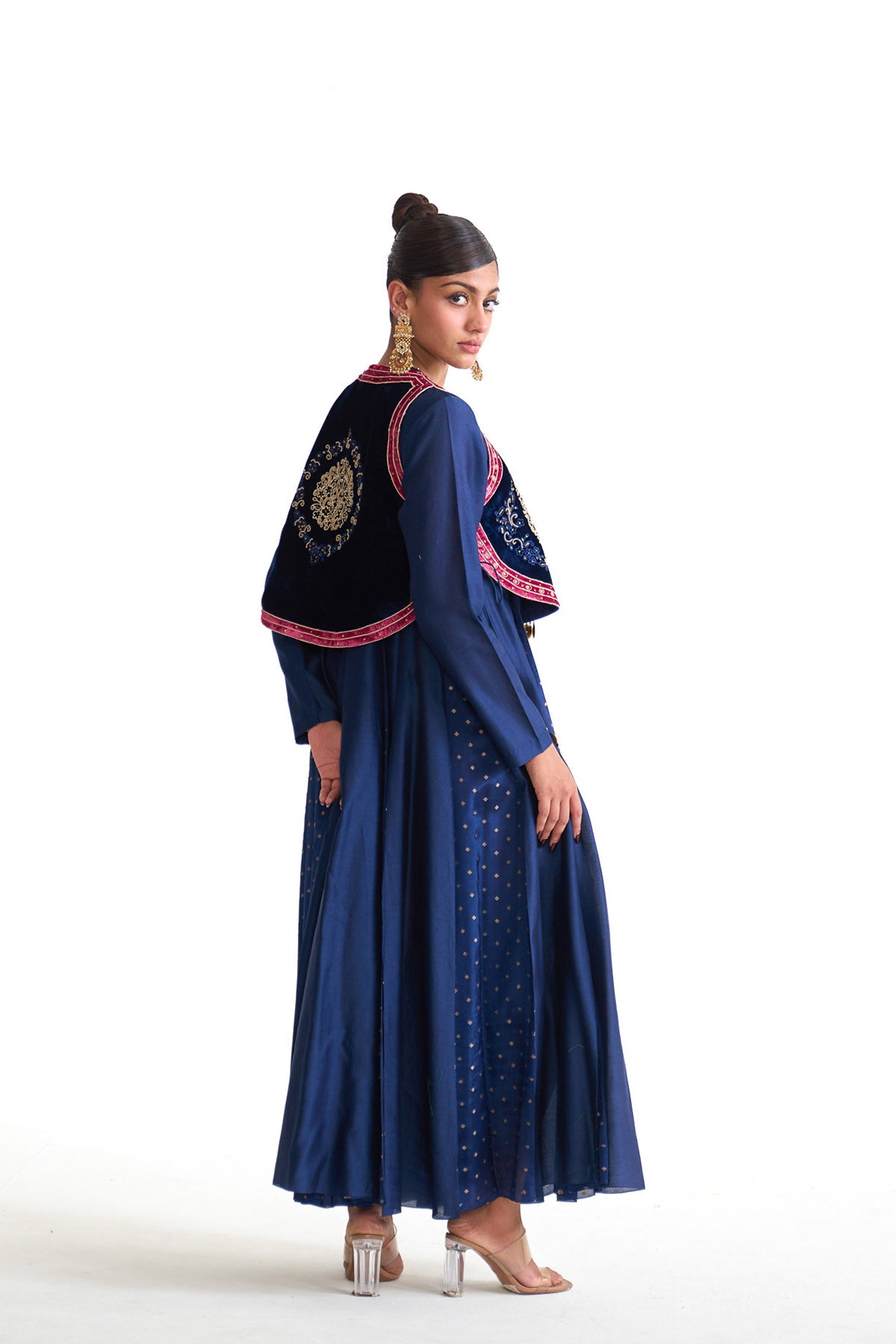 Chandni anarkali with dori jacket set