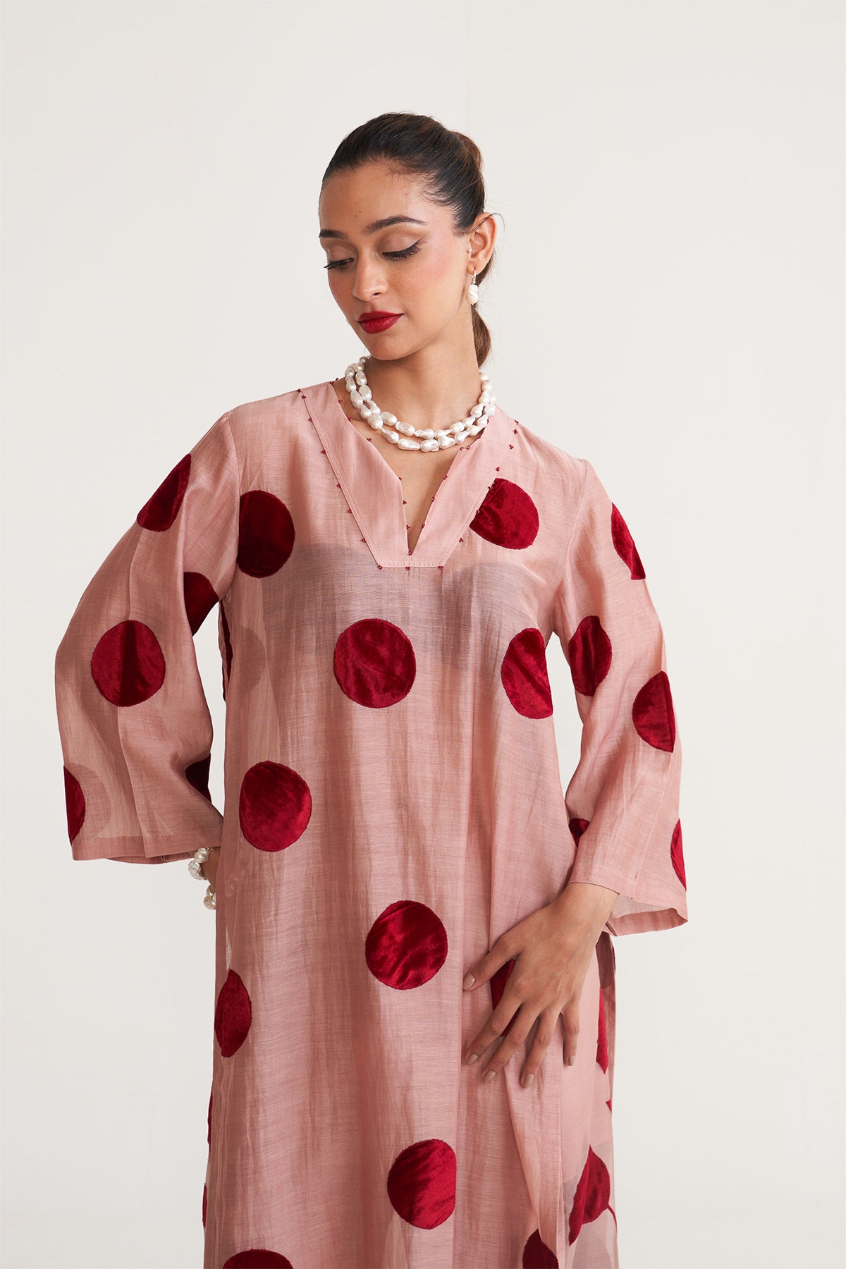 Polka floral sheer palazzo set