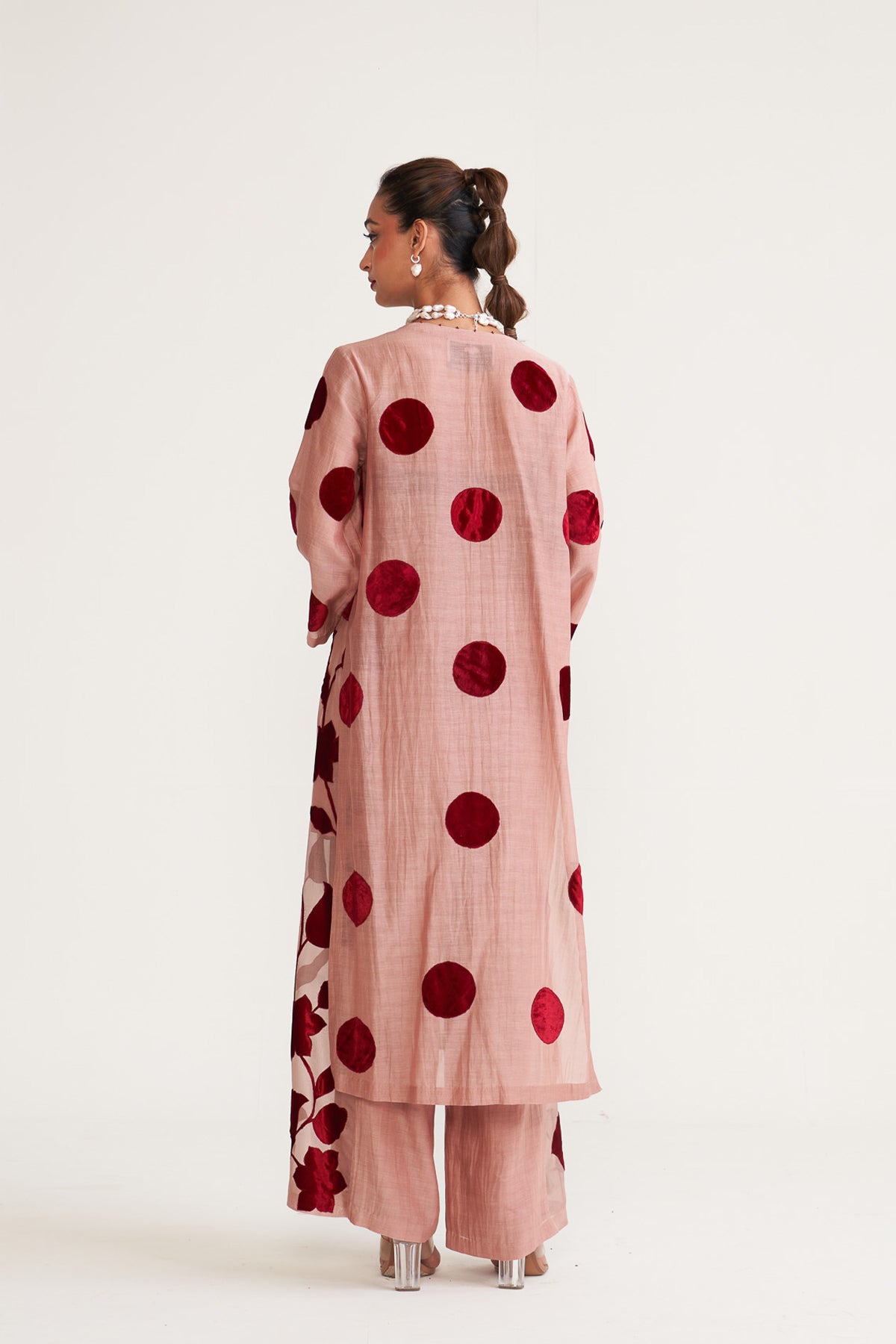 Polka floral sheer palazzo set