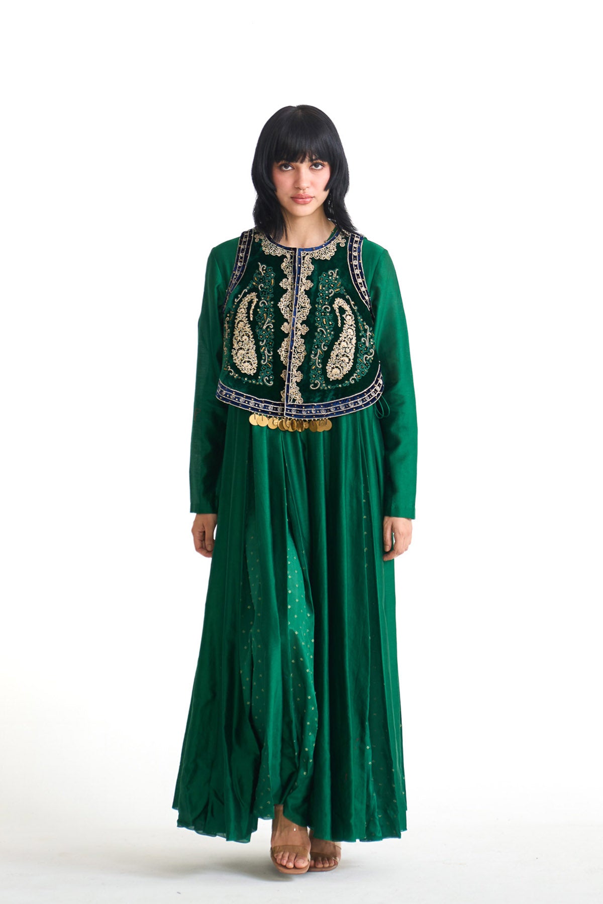 Chandni anarkali with dori jacket set