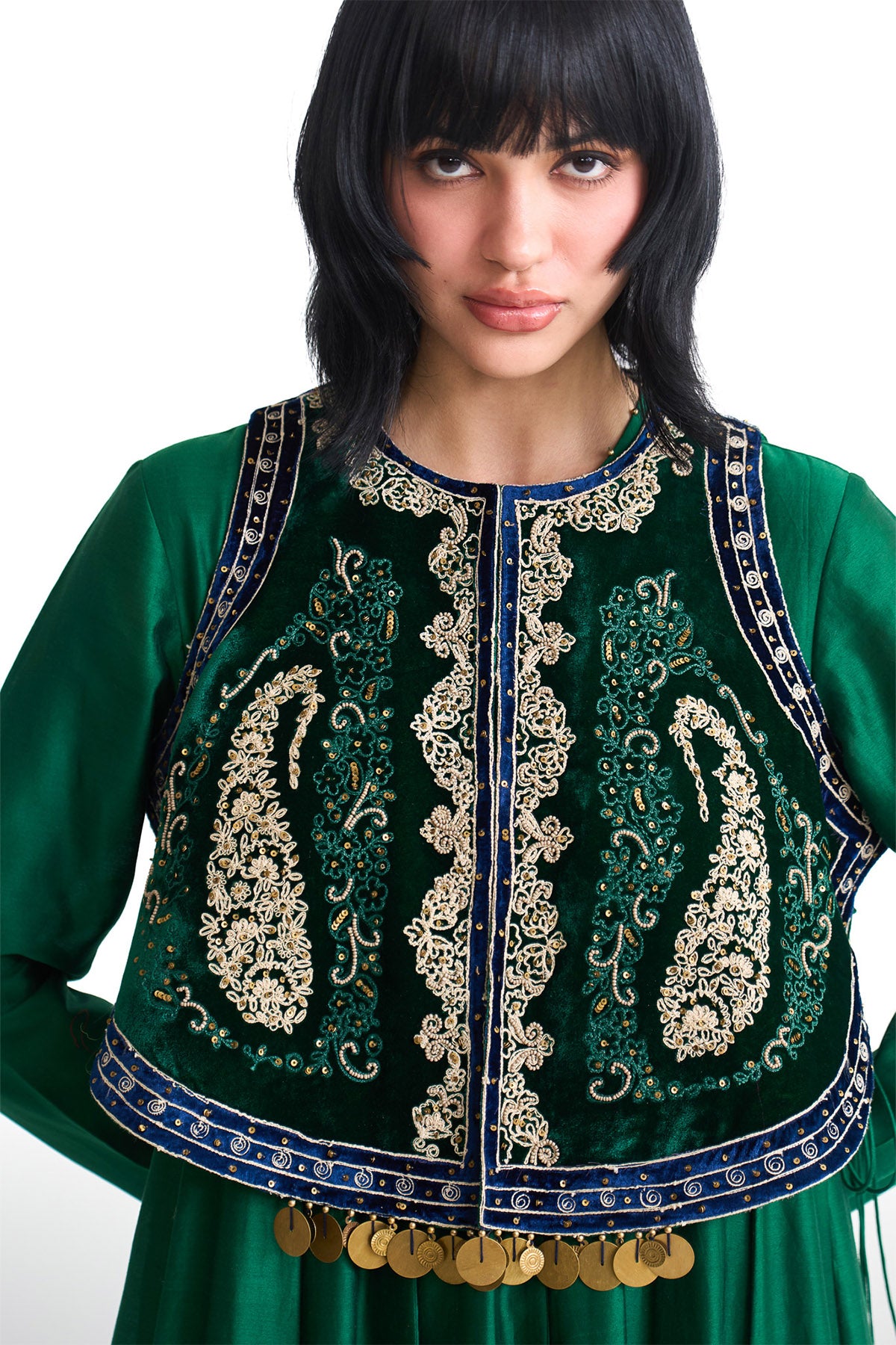 Chandni anarkali with dori jacket set