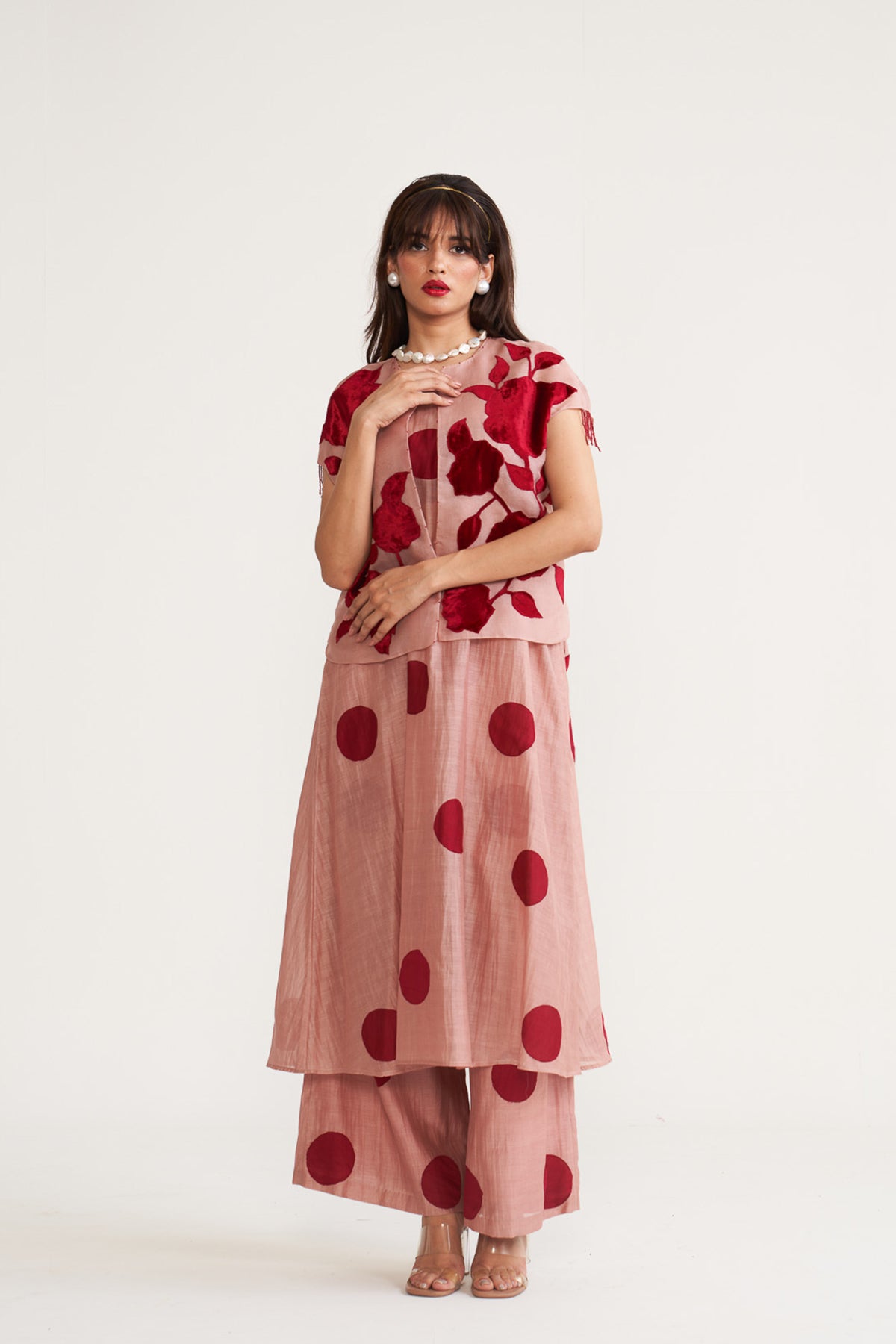 Polka floral jacket set