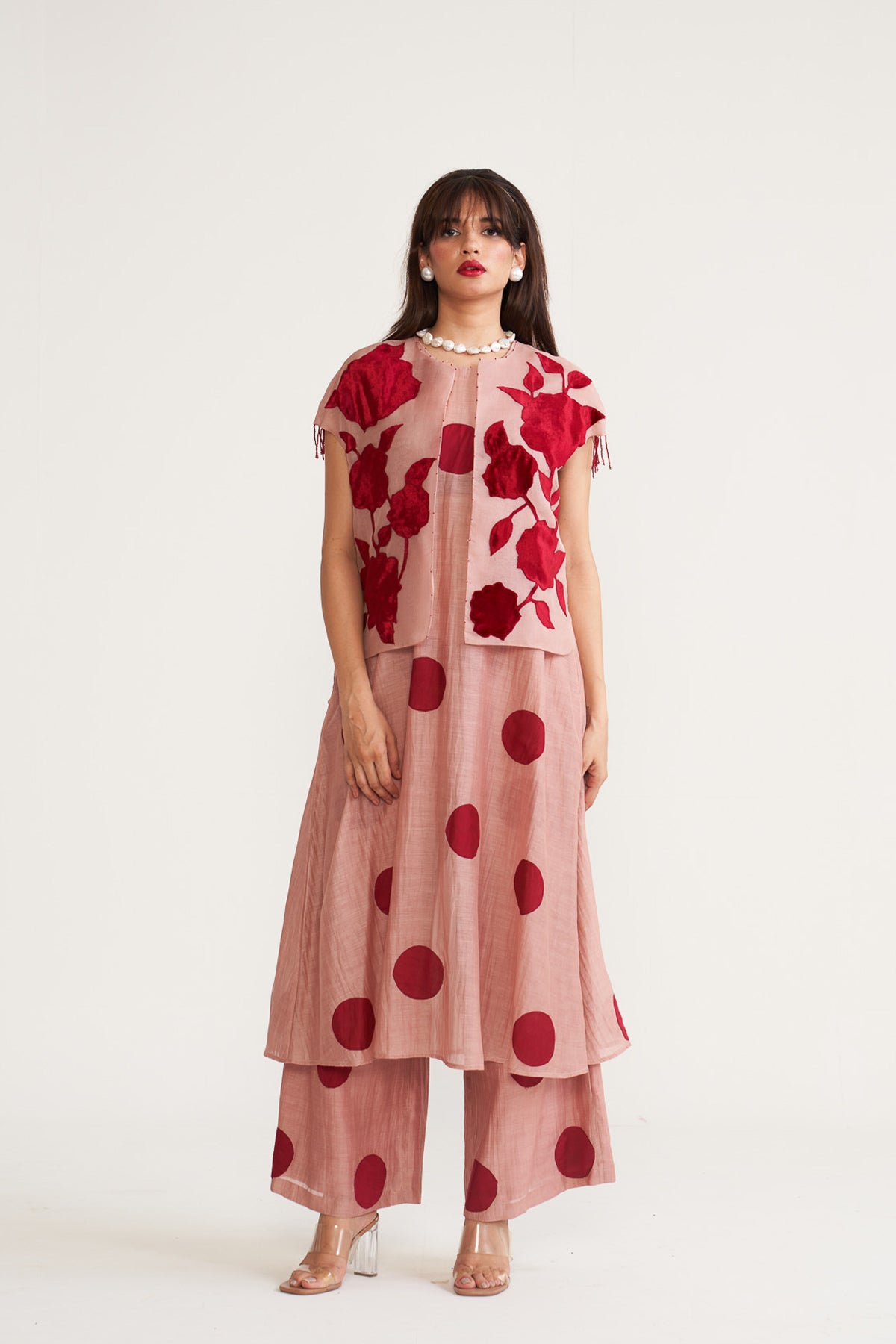 Polka floral jacket set