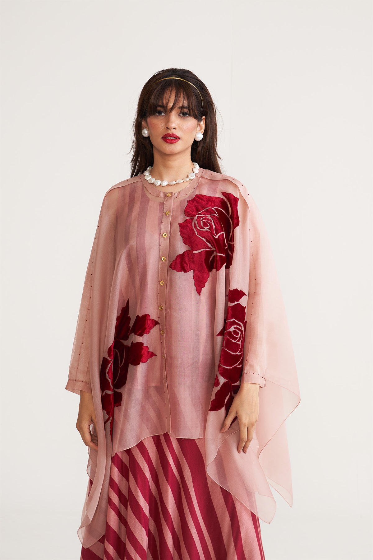 Rose patch skirt set