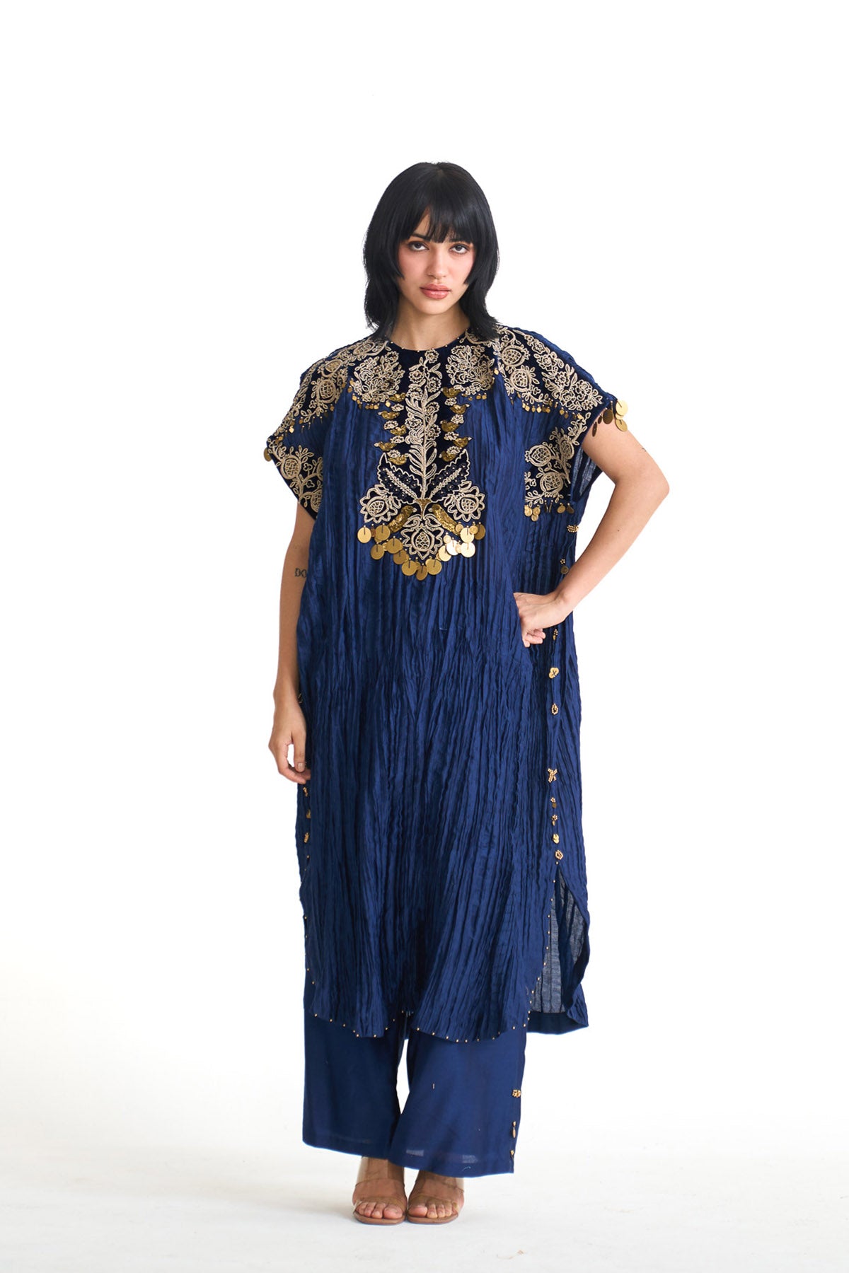 Chandni wrinkle dori tunic set
