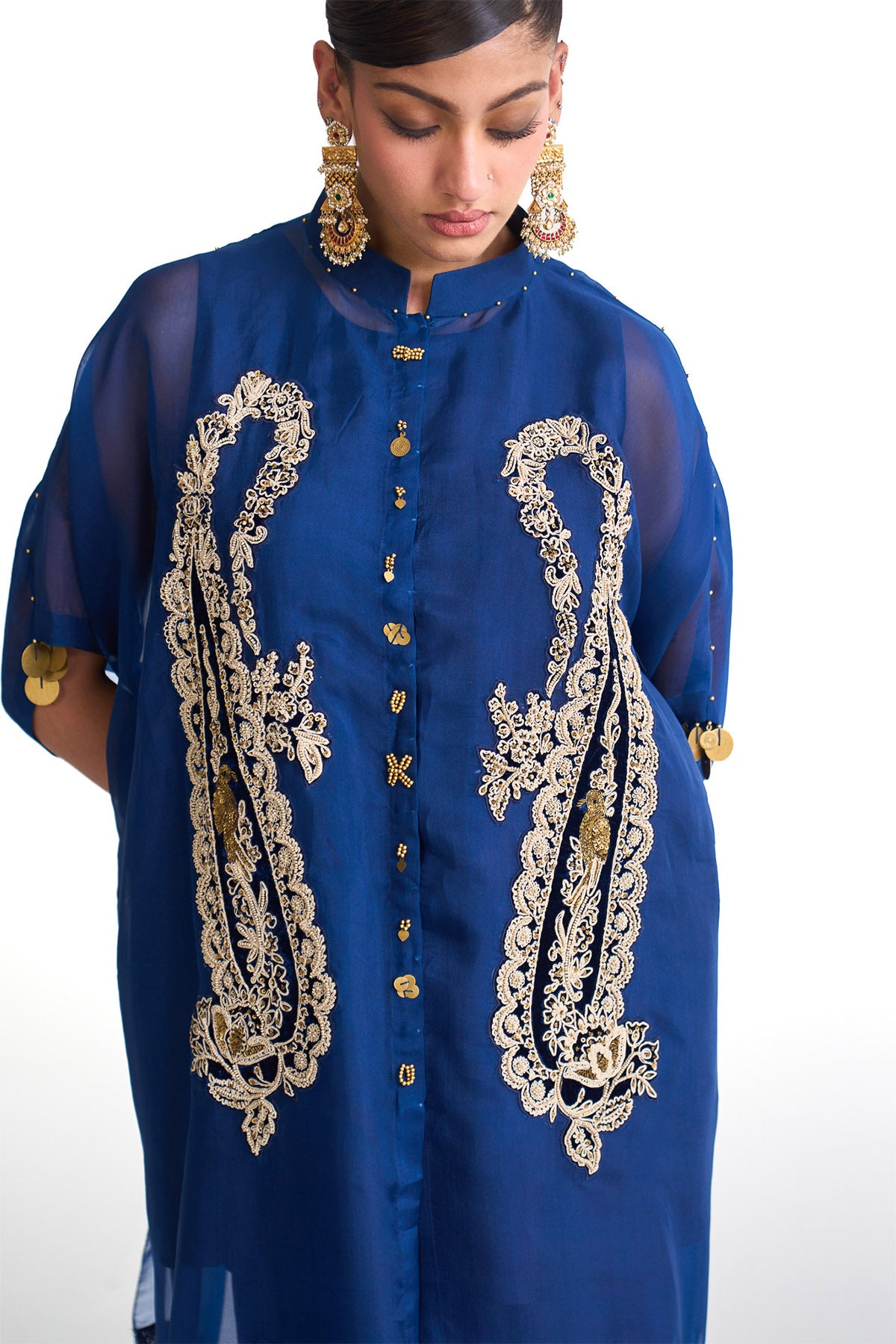 Chandni paisley fringes tunic kurta set