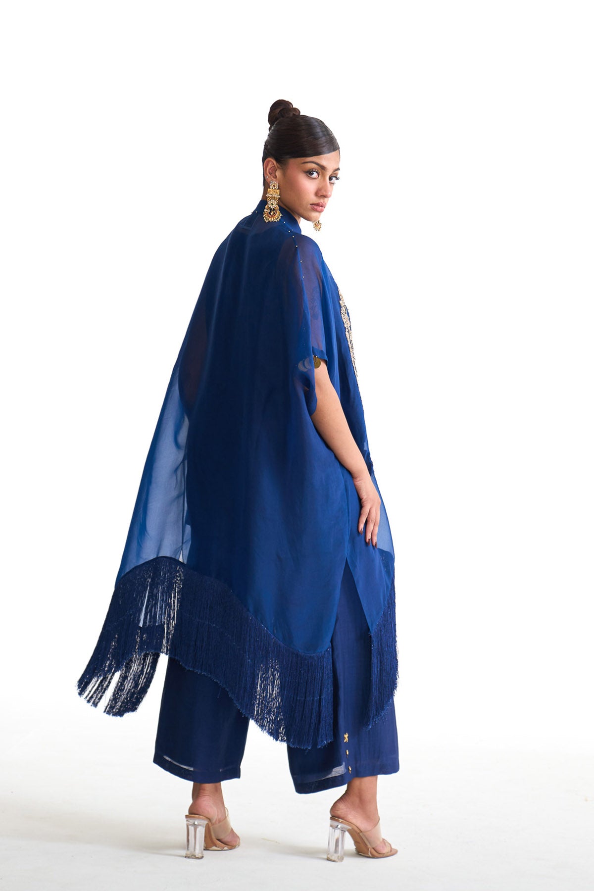 Chandni paisley fringes tunic kurta set