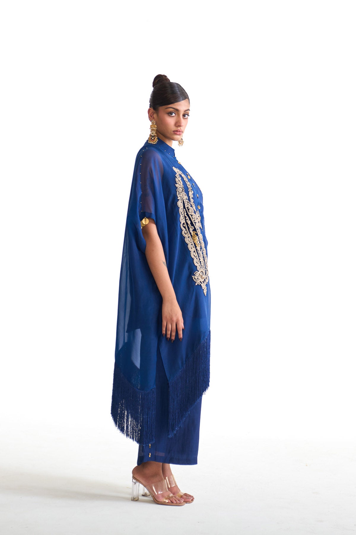 Chandni paisley fringes tunic kurta set