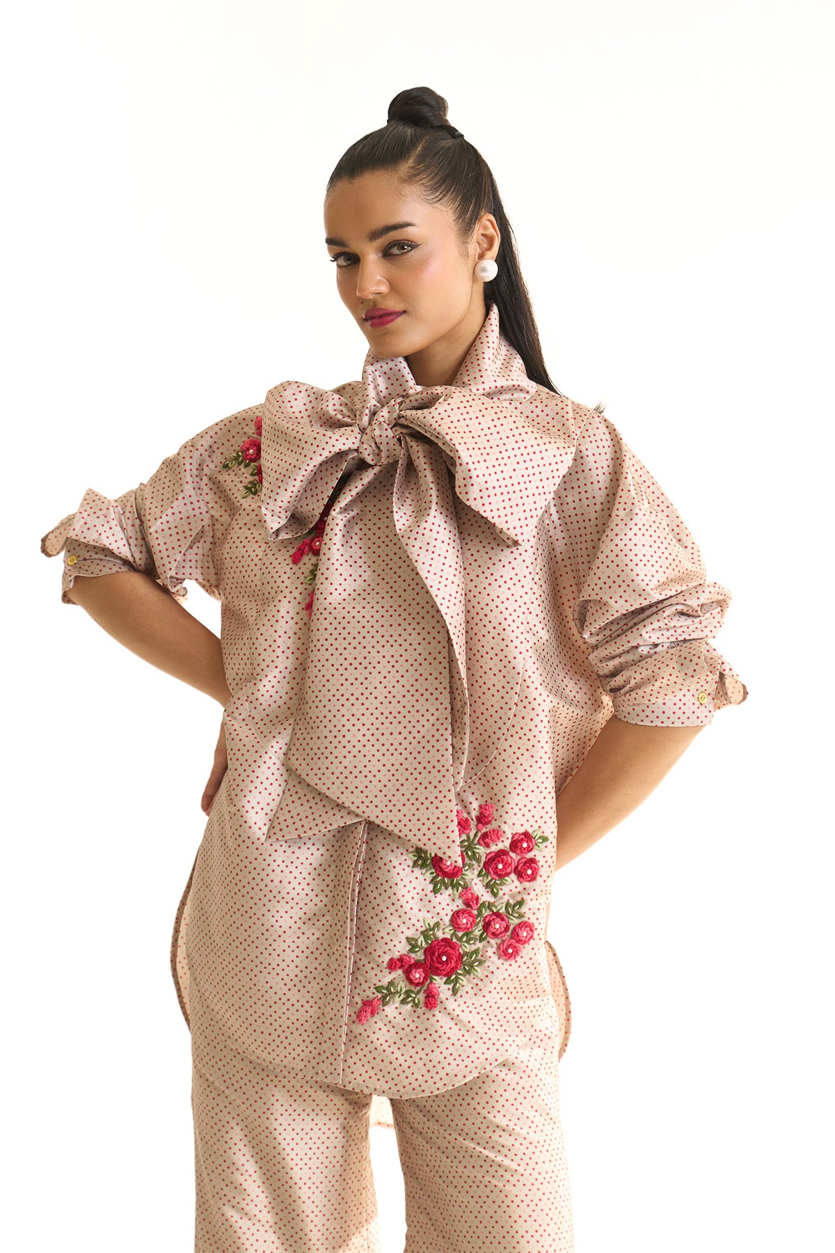 High low shirt with bow