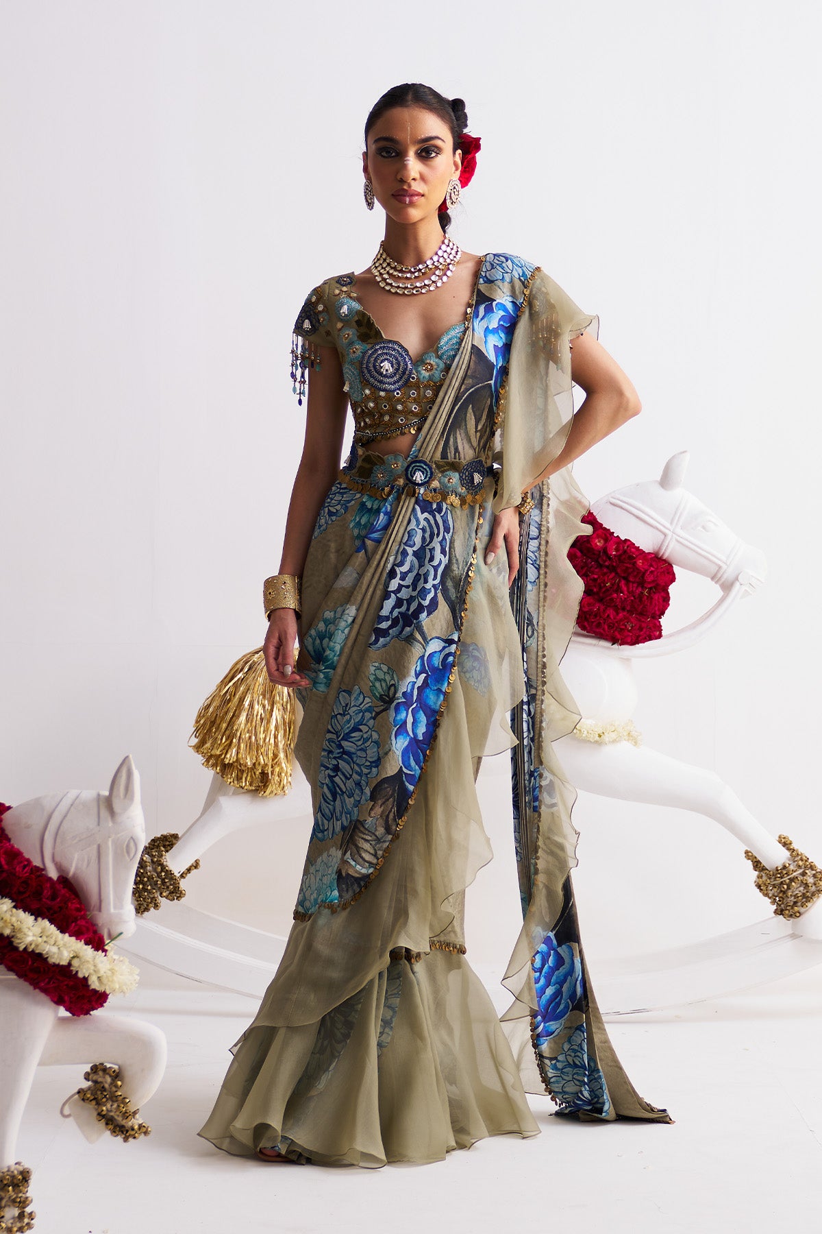 Ruffle saree