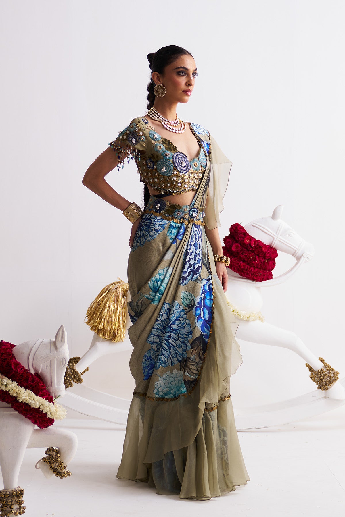 Ruffle saree