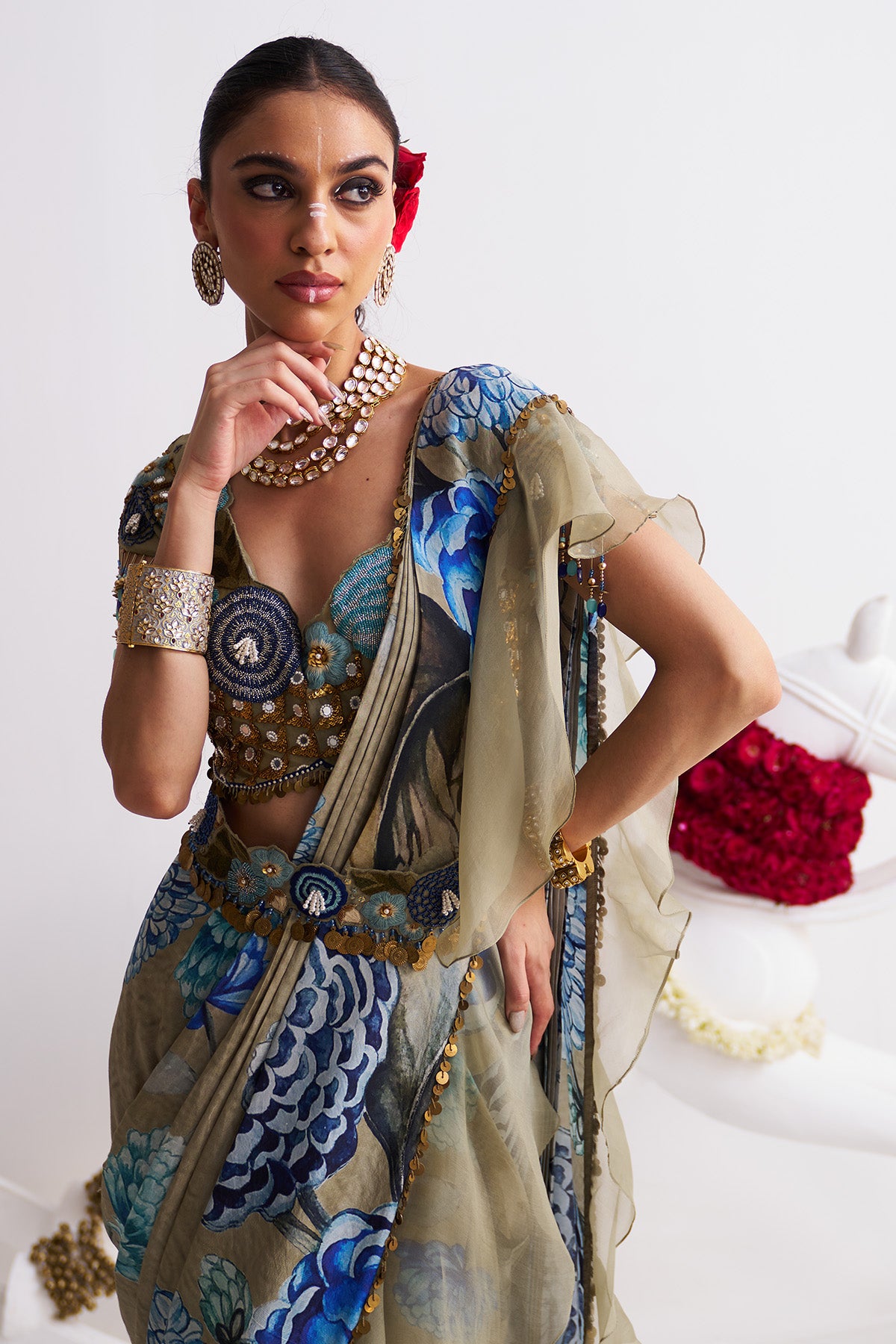 Ruffle saree