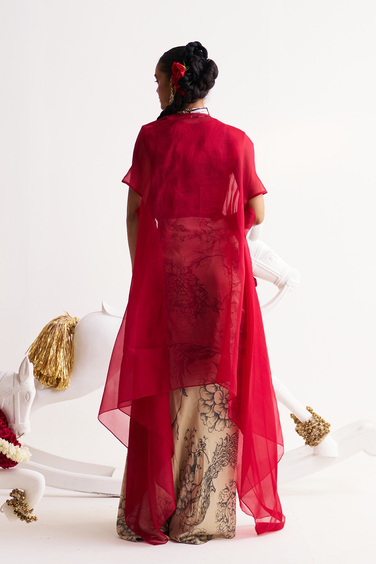 Waist coat & cape with drape skirt