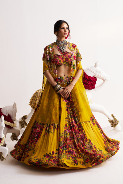 Festive bloom Cape lehenga set
