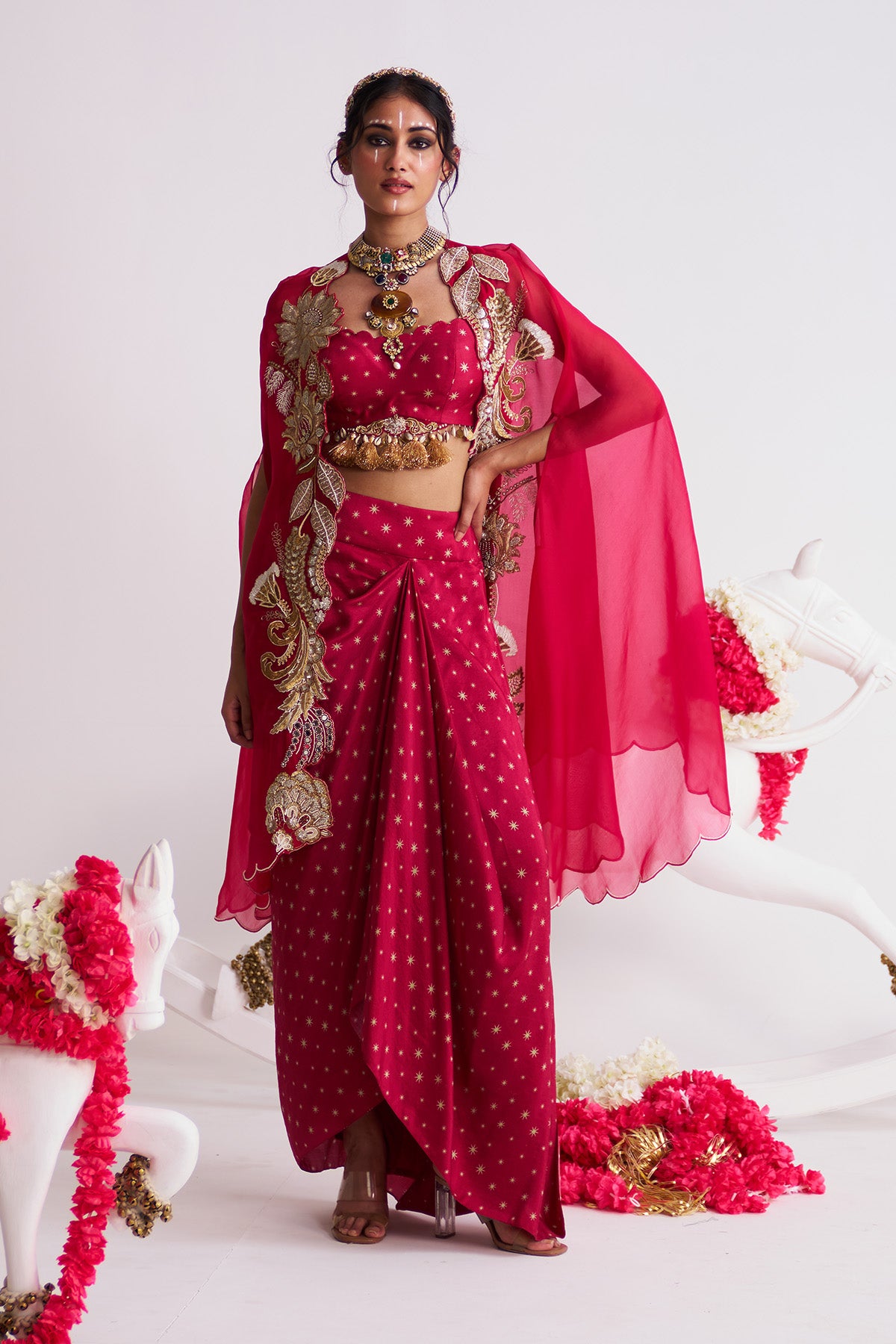 Tara cape skirt set
