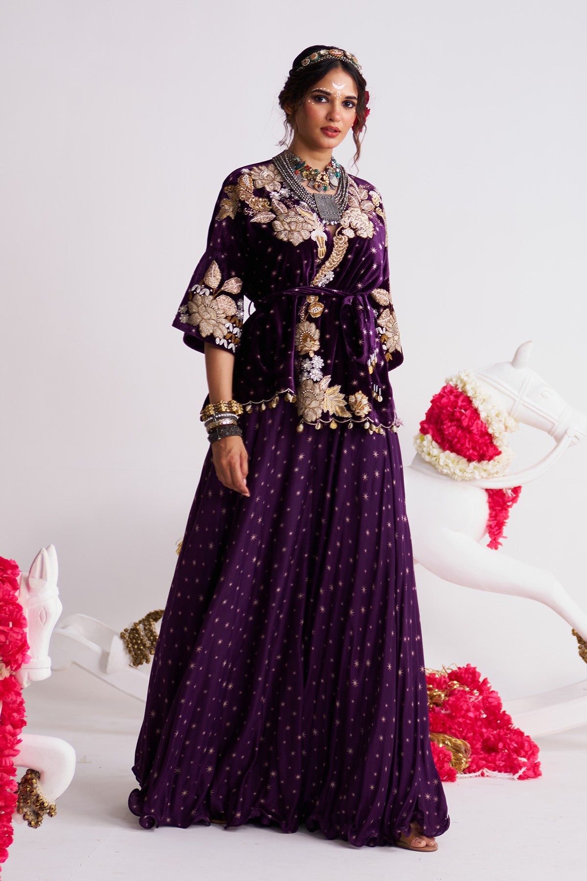 Tara wrap jacket sharara set