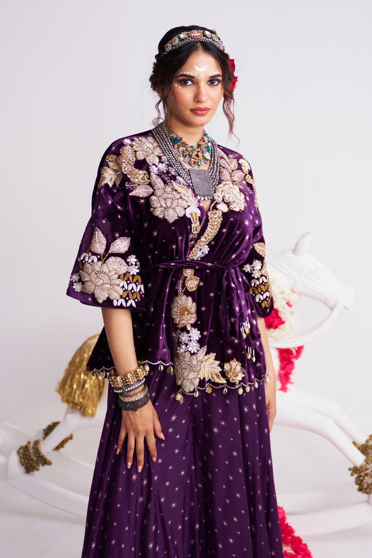 Tara wrap jacket sharara set