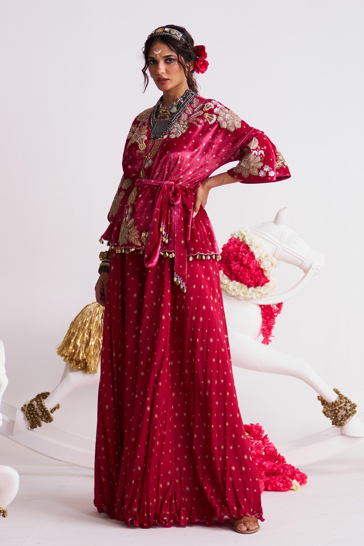 Tara wrap jacket sharara set