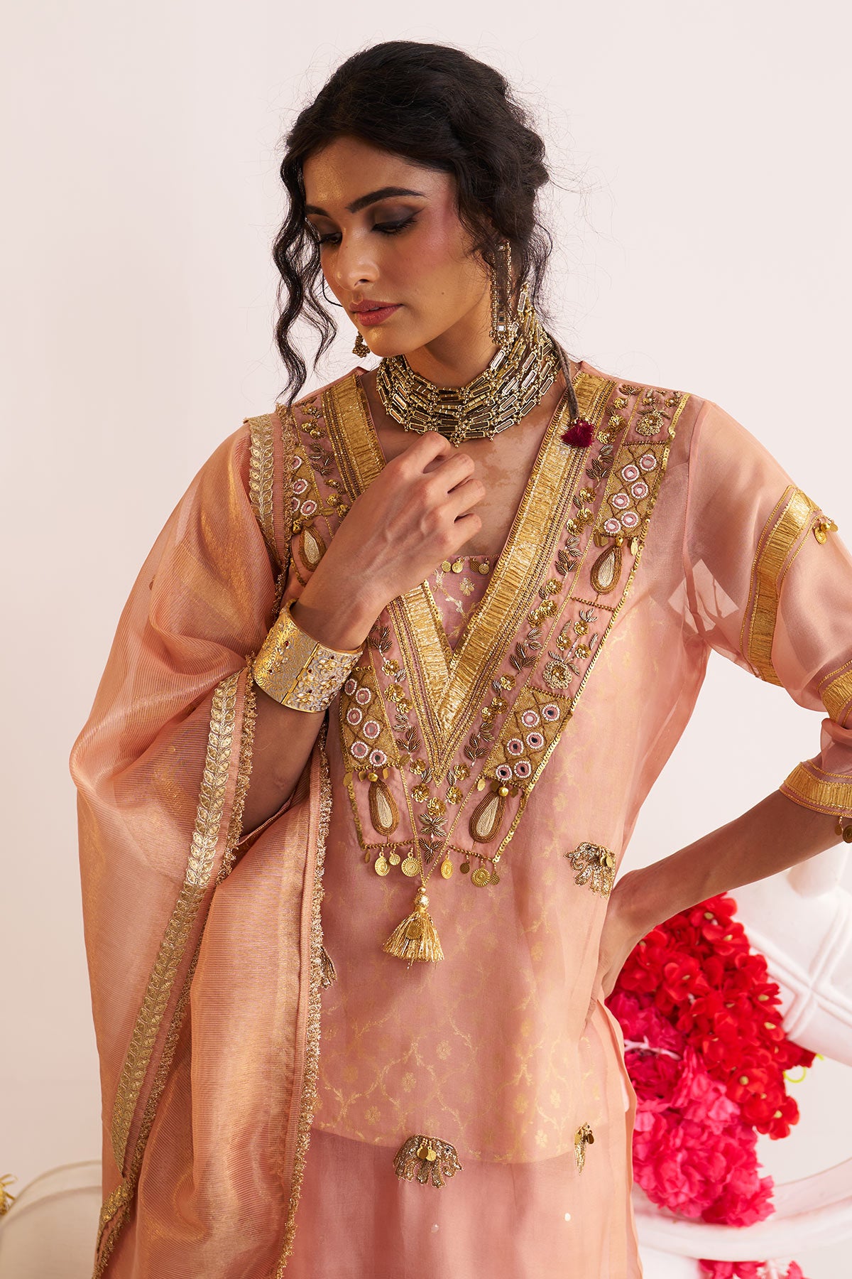 Sheer gota elephant kurta set