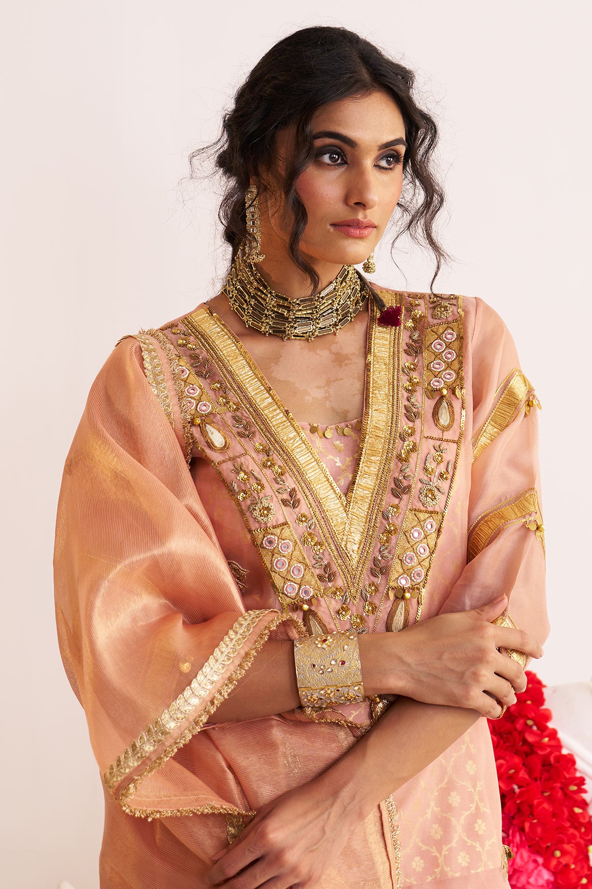 Sheer gota elephant kurta set
